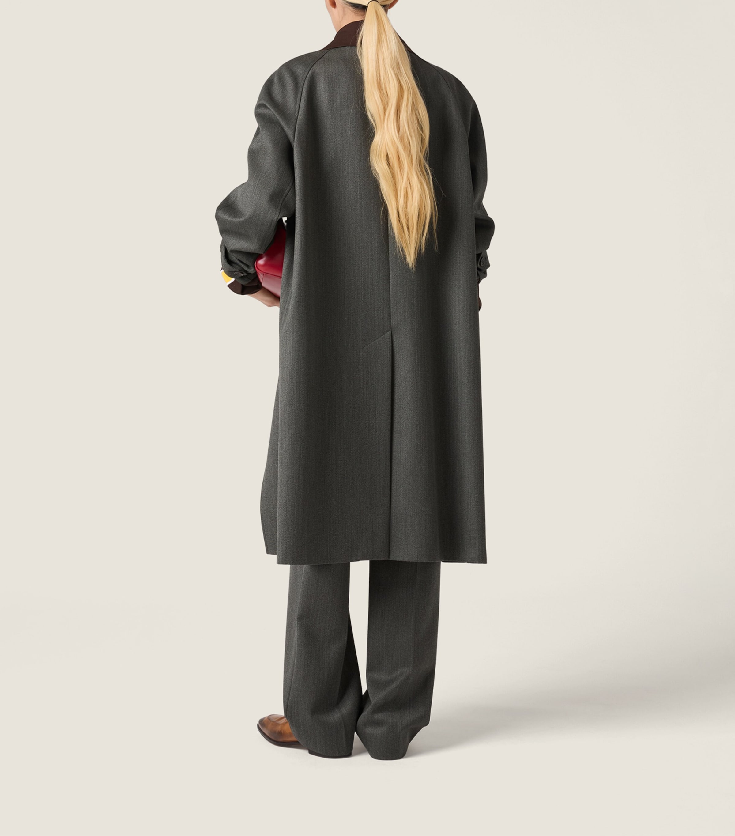 Miu Miu Womens Wool Contrast-Collar Coat Image 3