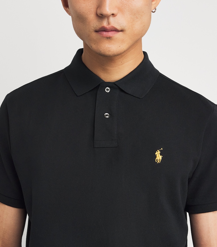 Cotton Mesh Slim-Fit Polo Shirt BLACK Image 6