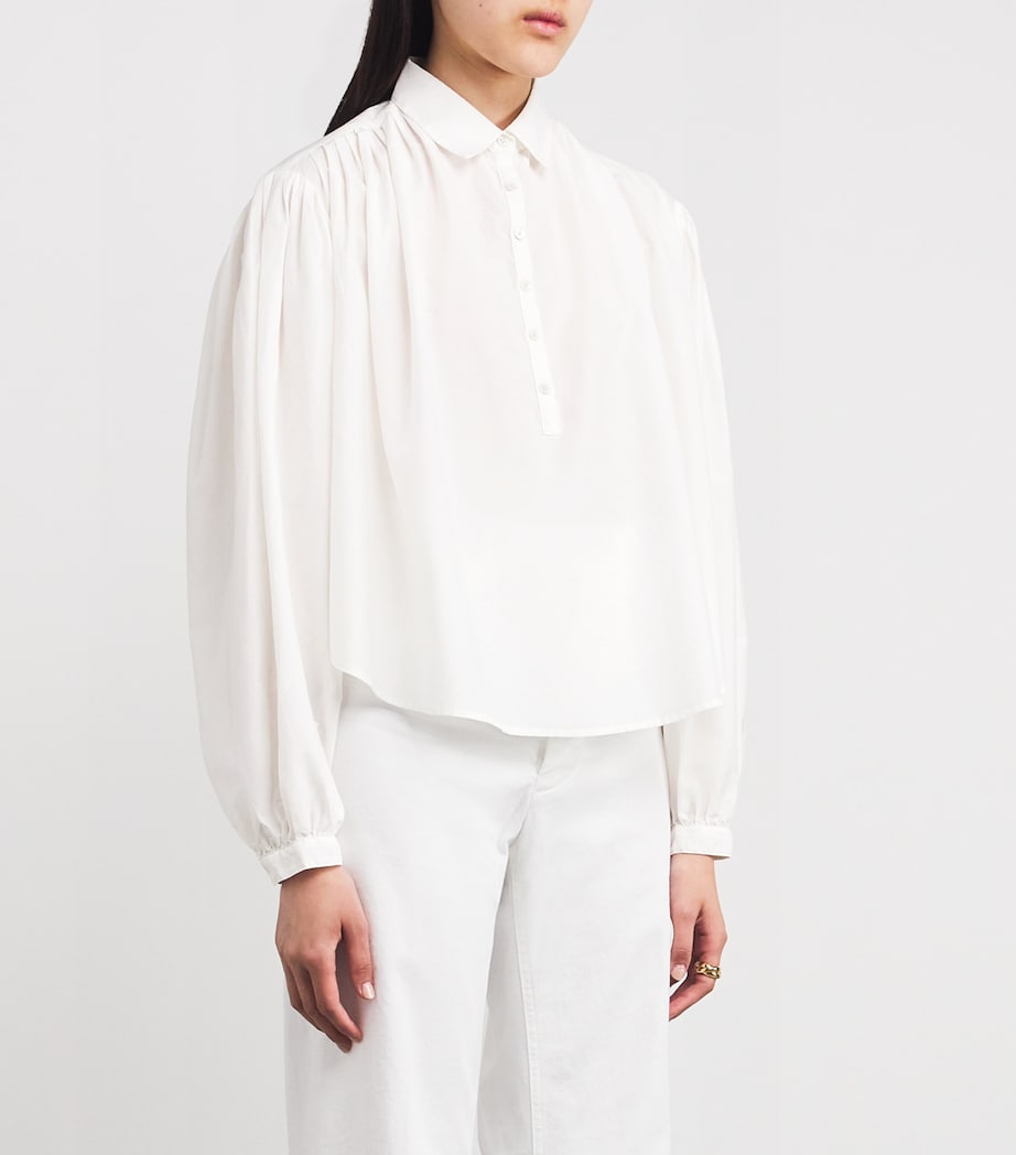 Cotton-Silk Pleated Blouse WHITE Image 3
