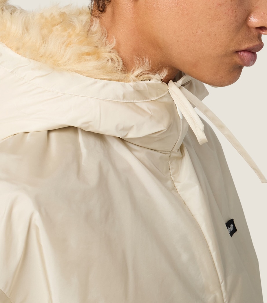 Miu Miu Womens Technical Fabric-Shearling Jacket Neutral Image 5