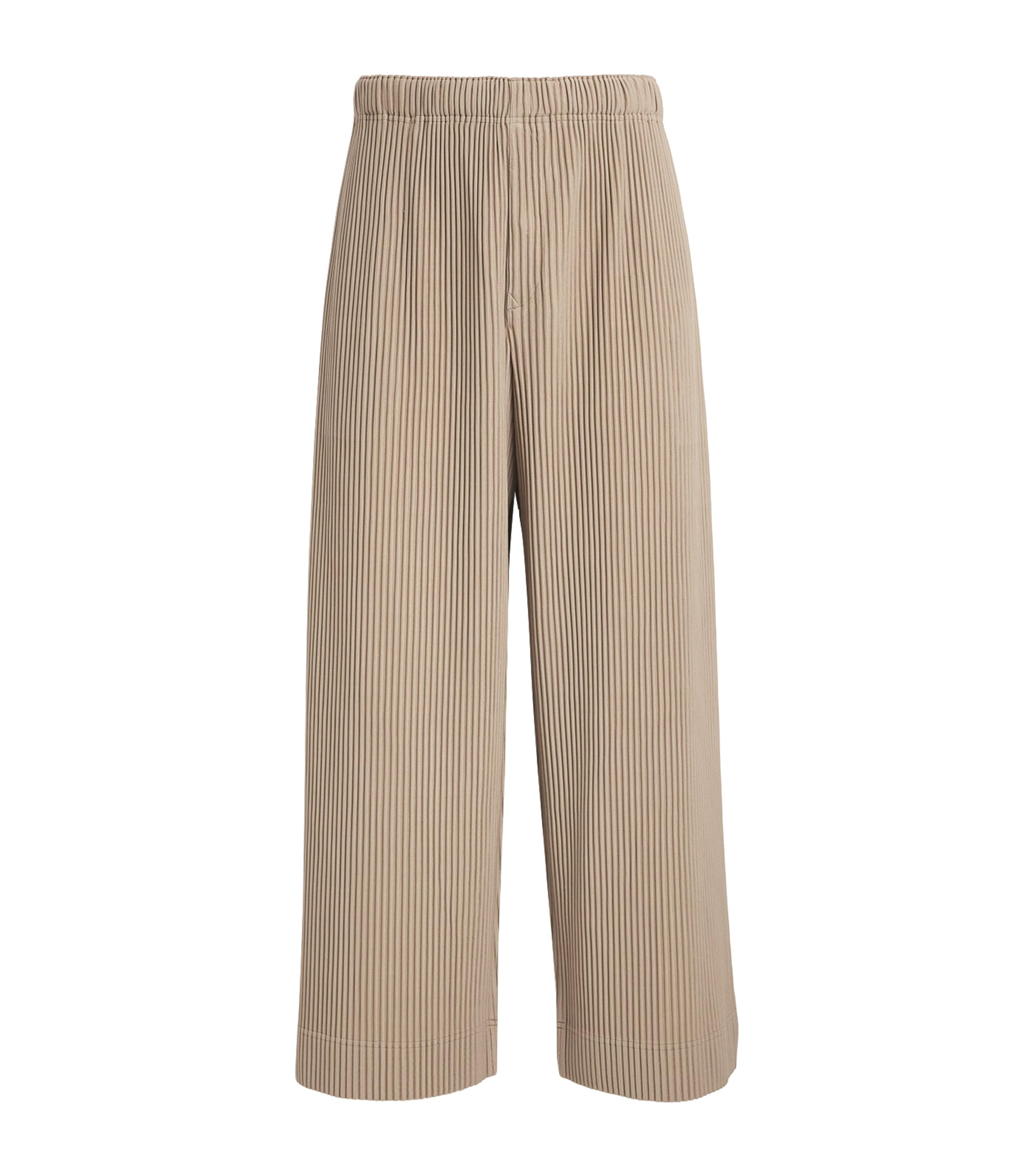 Shop Issey Miyake Pleated Wide-leg Trousers In Beige