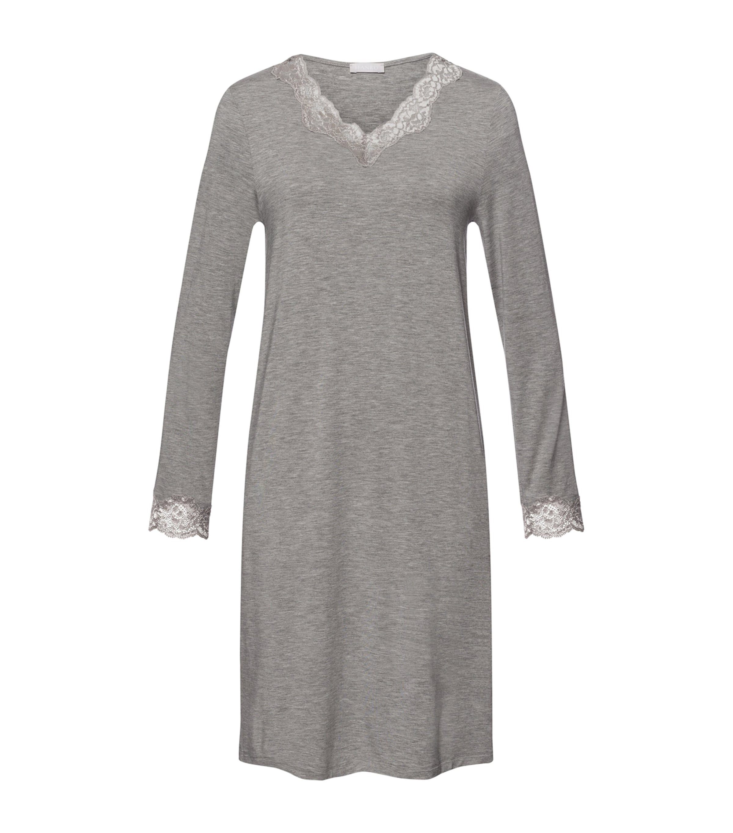 Hanro Lace-trim Nightie In Grey