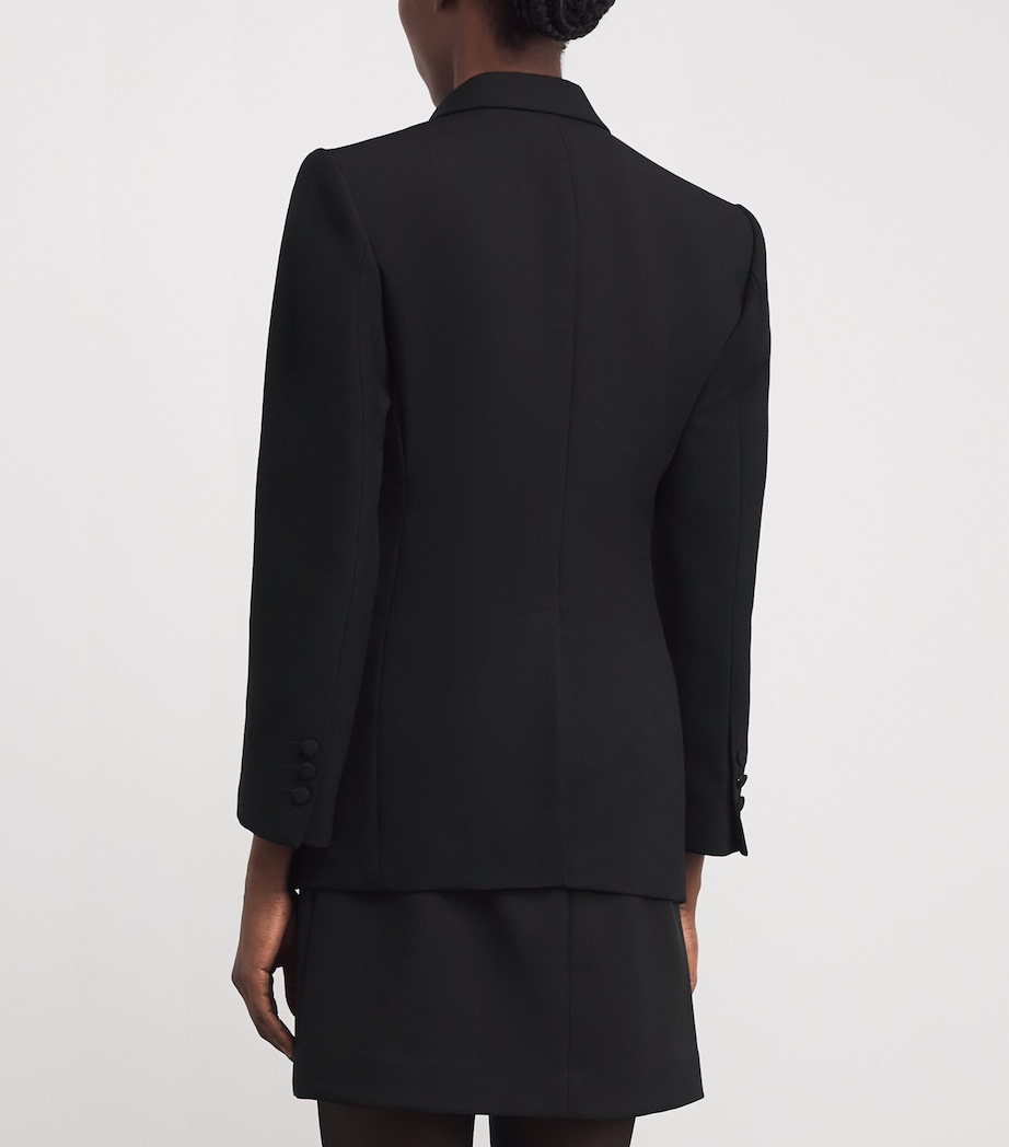 Satin-Collar Blazer BLACK Image 4