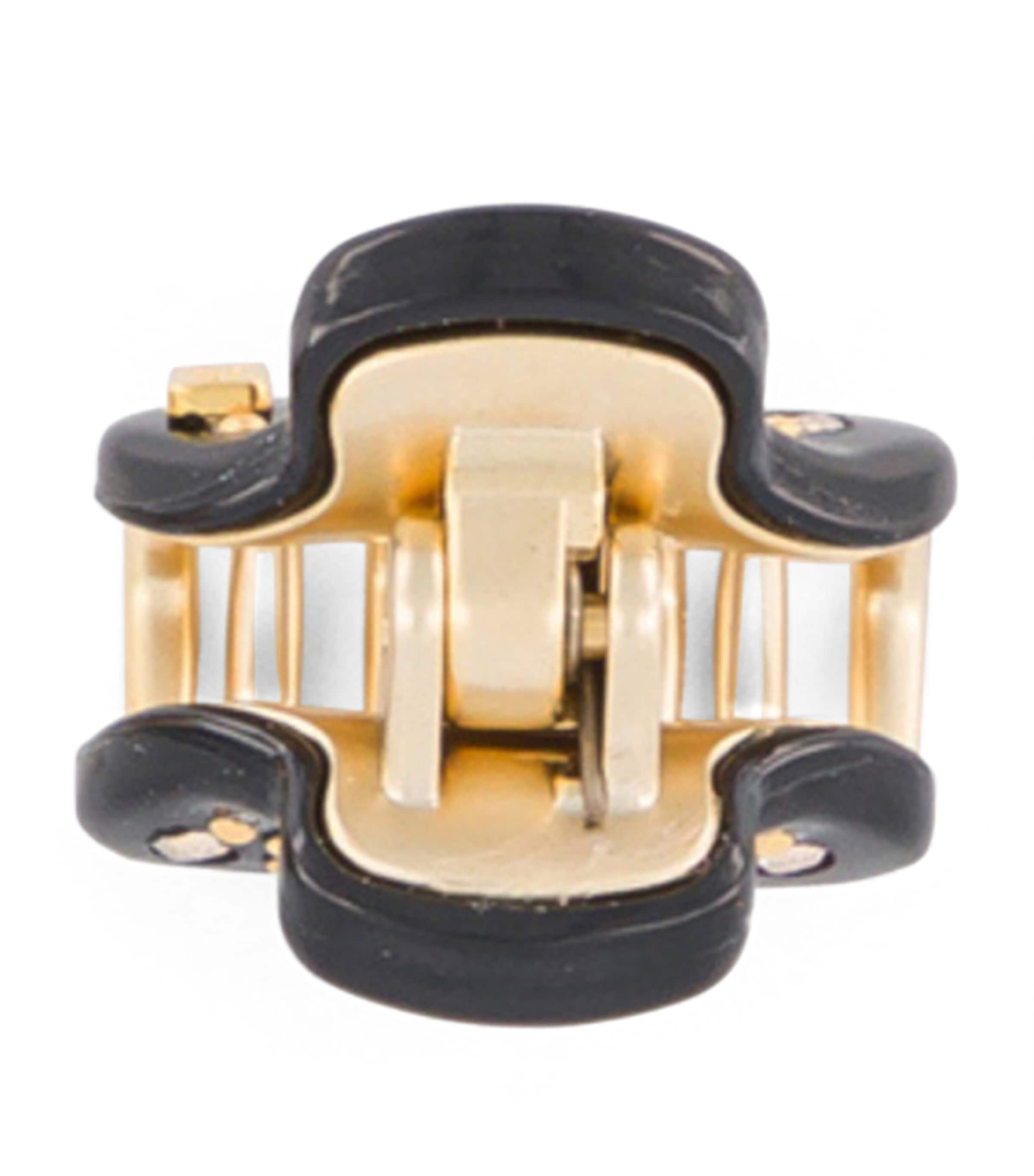 Gold-Plated Mini Claw Hair Clips (Set of 2) N3- NOIR B/OR Image 3