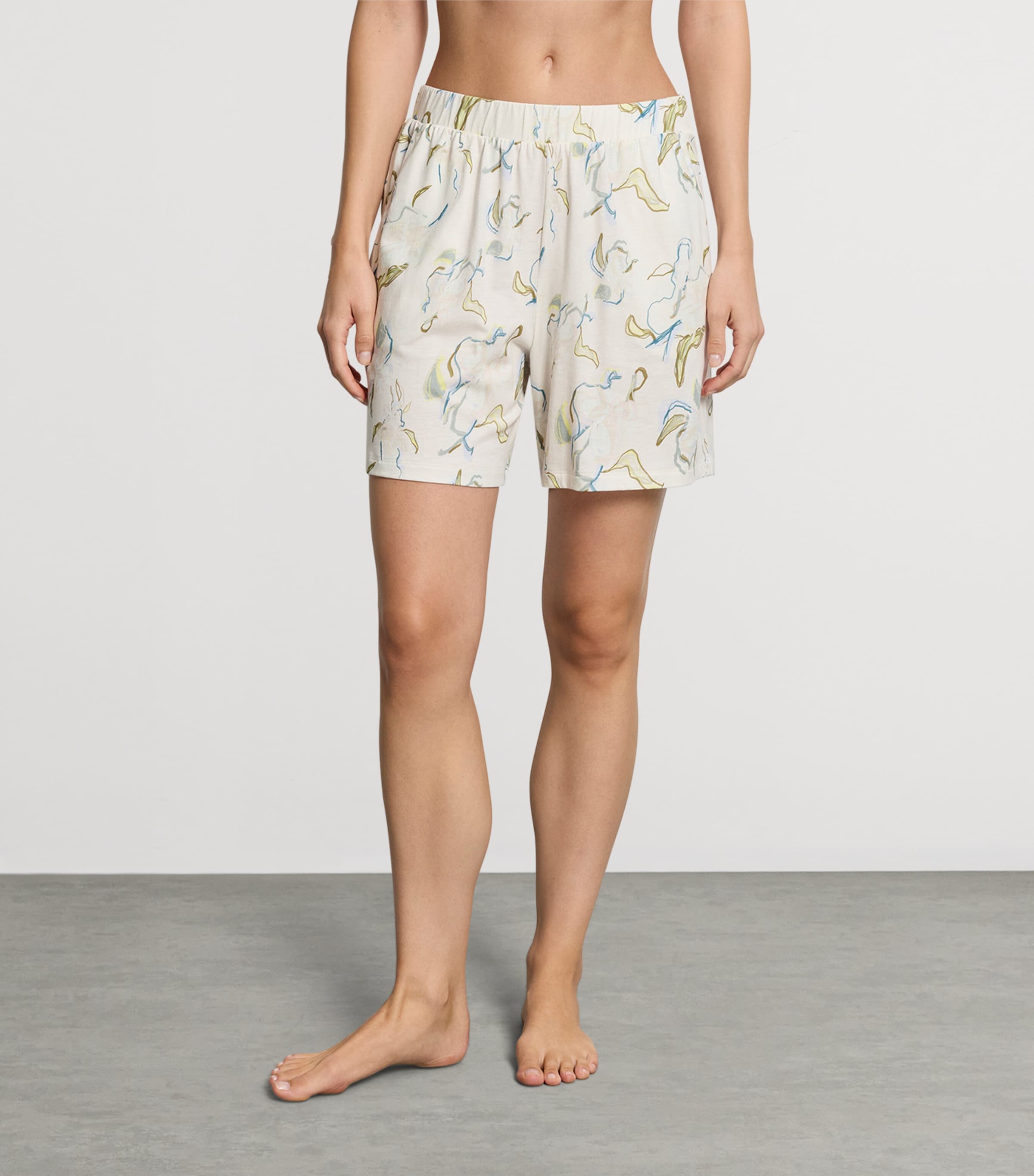 Hanro Womens Cotton-Modal Printed Sleep & Lounge Shorts Flowing Paint Image 2
