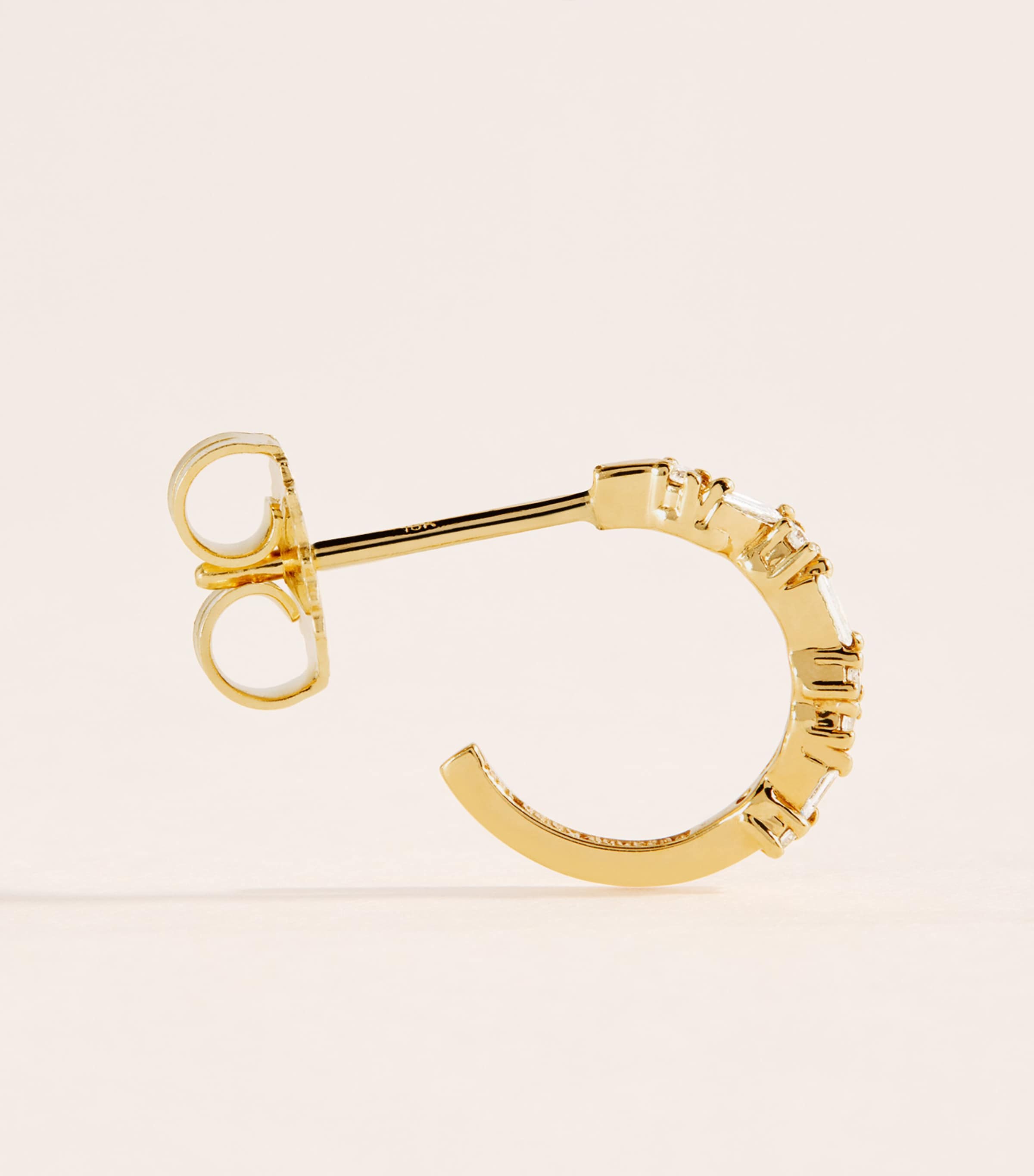 Suzanne Kalan Yellow Gold and Diamond Thin Mix Hoop Earrings Yg/wd Image 3