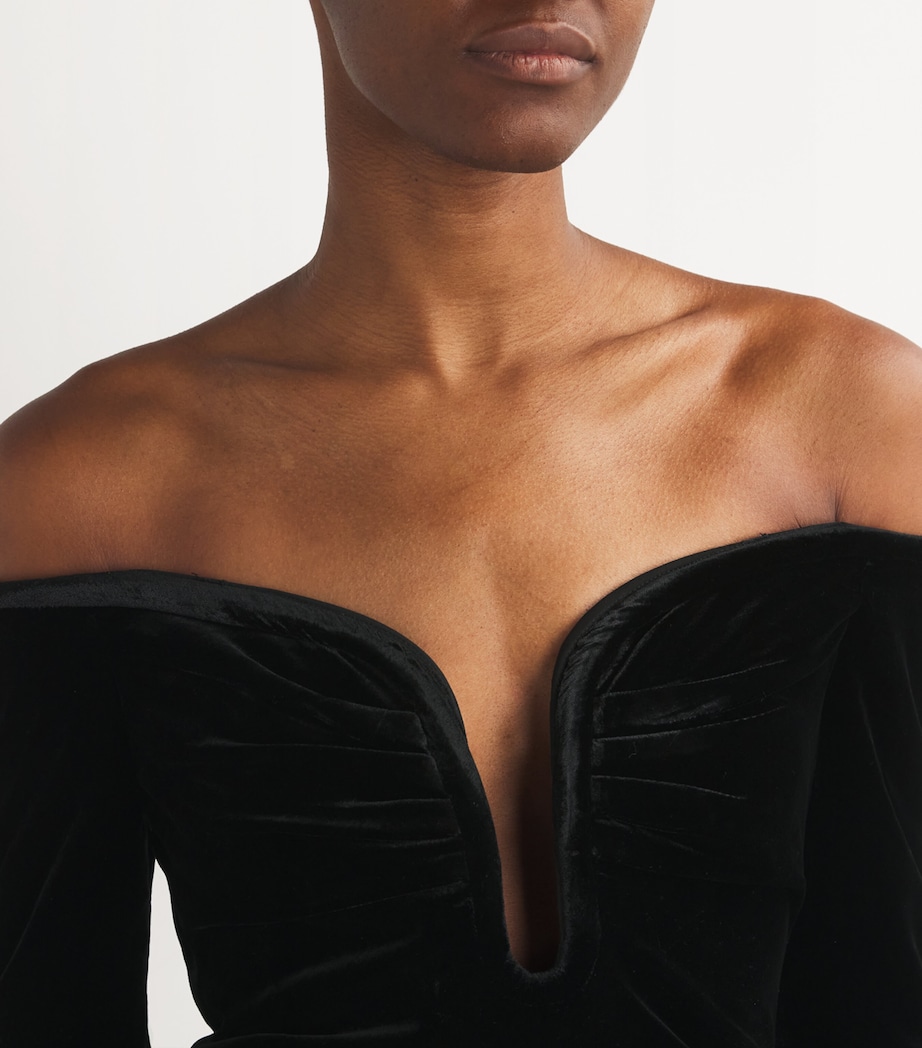 Roland Mouret Womens Velvet Long-Sleeve Top Black Image 6