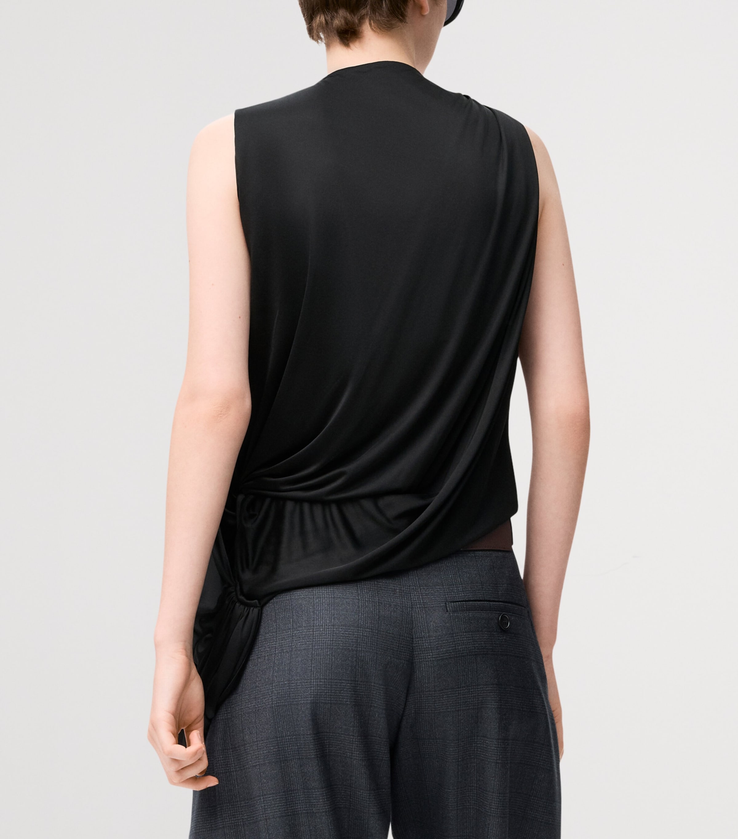Draped Sleeveless Top BLACK Image 4