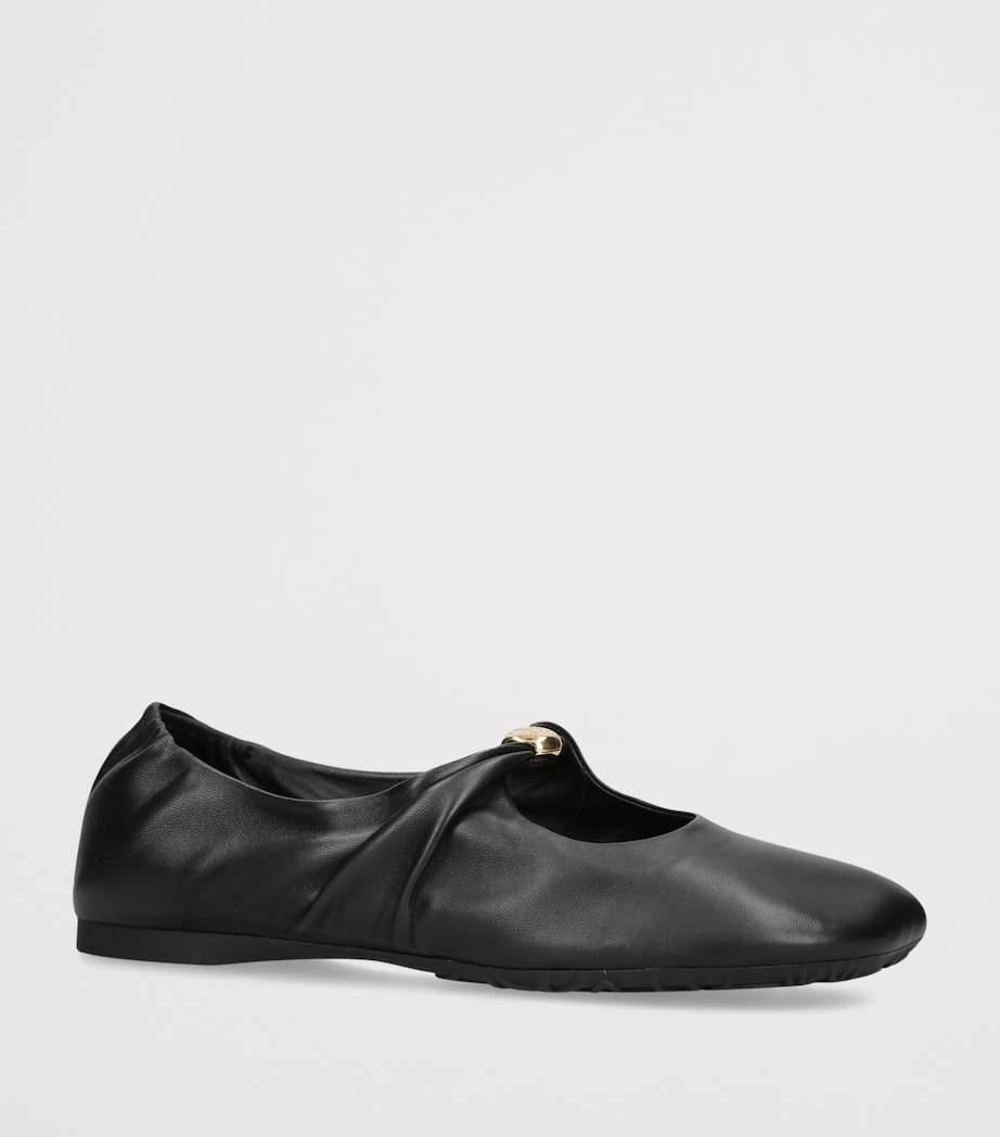 LOEWE Womens Leather Pebble Soft Ballet Flats Black Image 3