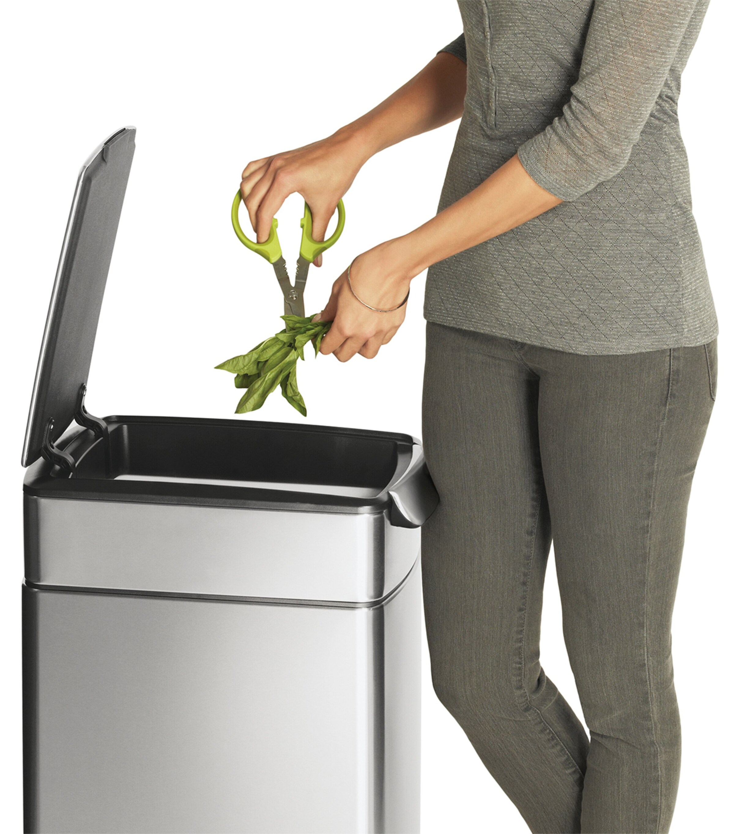 Slim Brushed Steel Pedal Bin (40L) BRUSHED Image 3