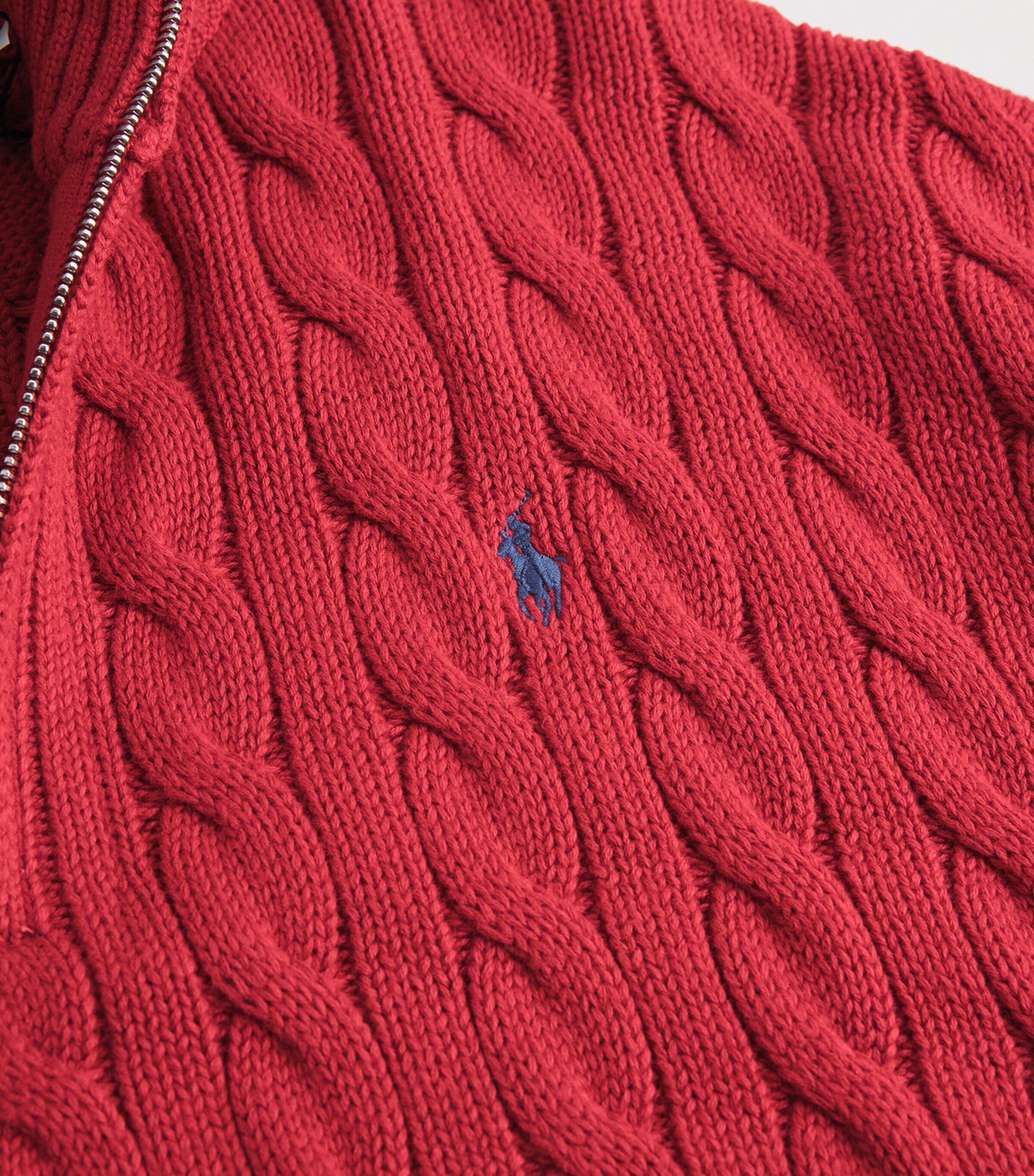 Polo Ralph Lauren Womens Cotton Cable-Knit Half Zip Sweater Brick Image 5