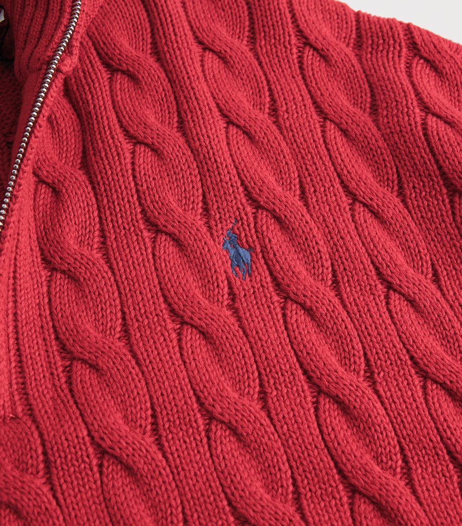 Polo Ralph Lauren Womens Cotton Cable-Knit Half Zip Sweater Brick Image 5