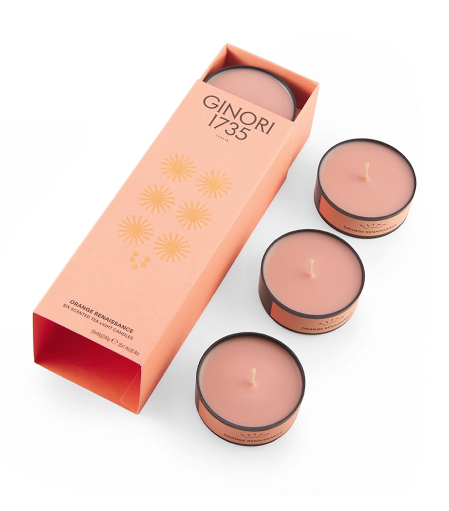 Orange Renaissance Tealight Candle Set (6 x 288g) MULTI Image 1