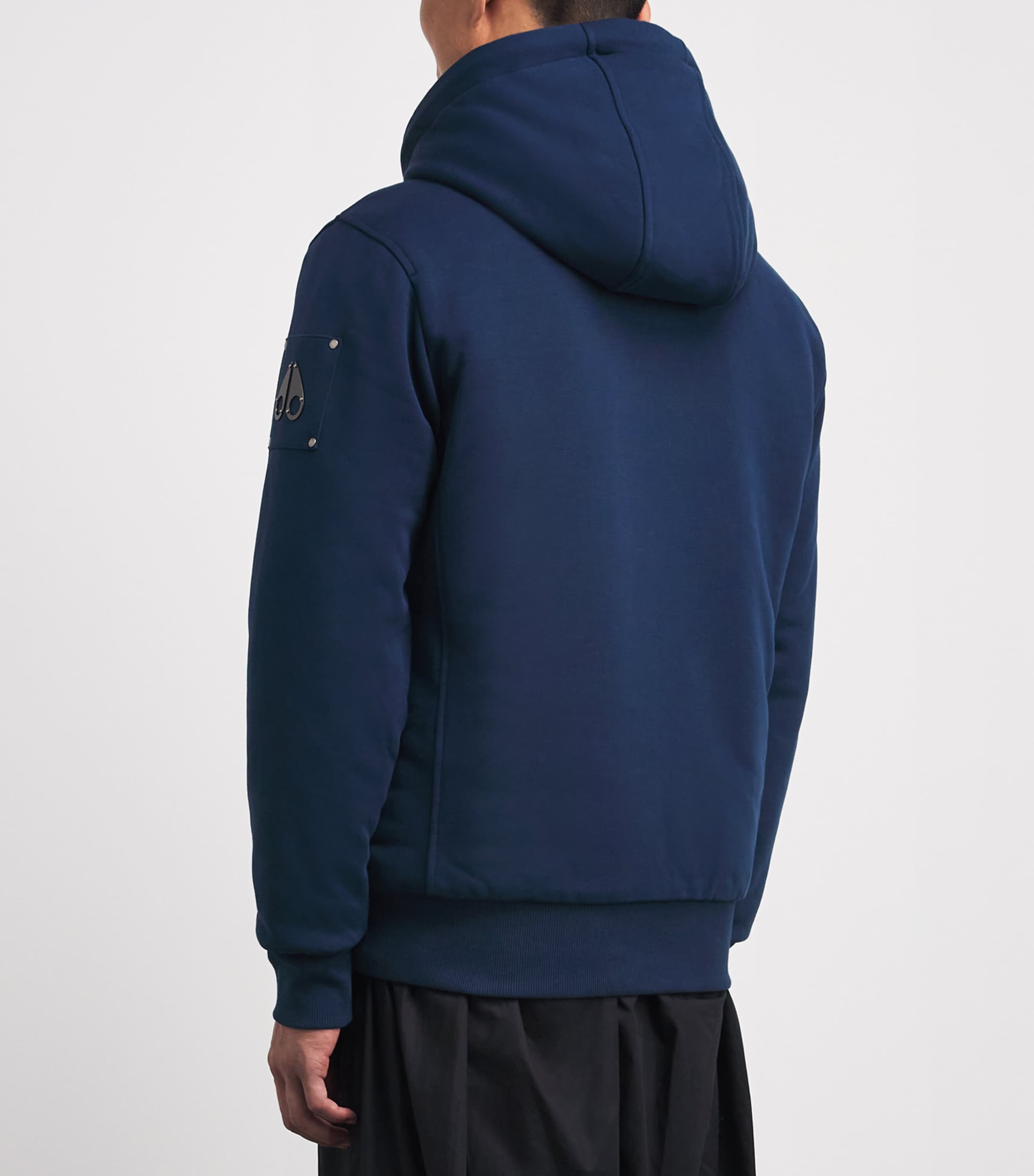 Moose Knuckles Mens Padded Bunny Zip-Up Hoodie Nightfall Image 5