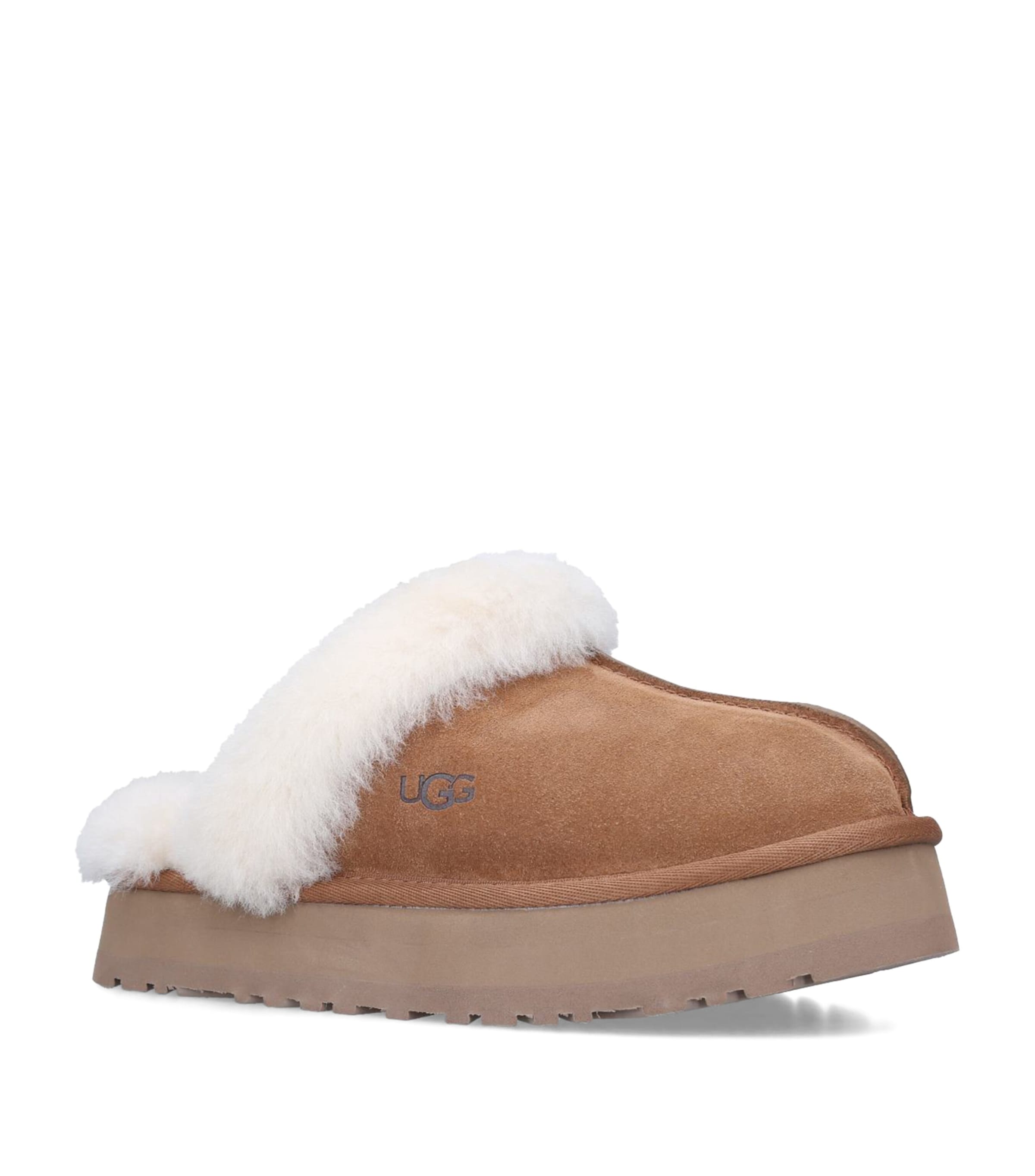UGG Suede Platform Slippers Tan Image 3