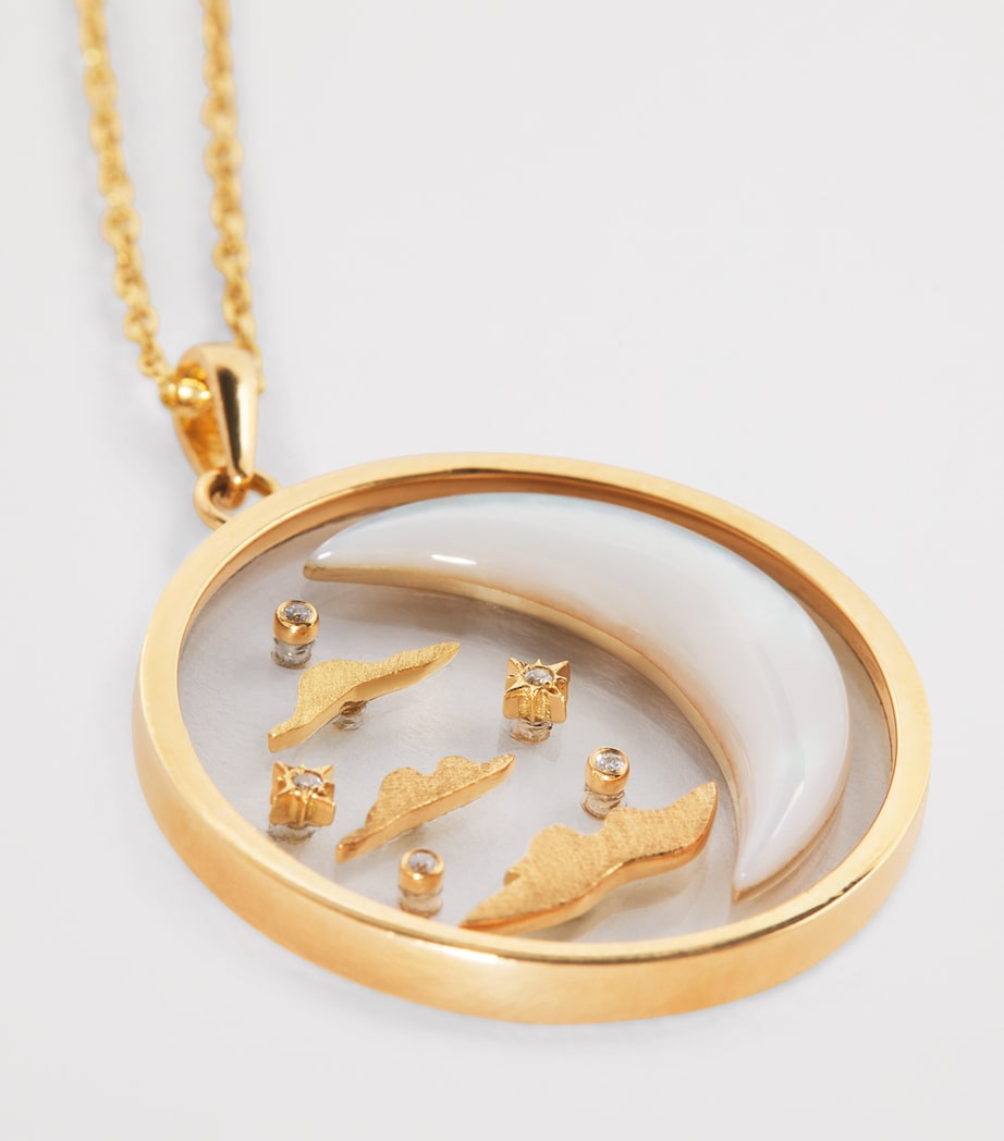 Yellow Gold, Diamond and Pearl N*93 Wish Upon a Moon Necklace YELLOW GOLD Image 4