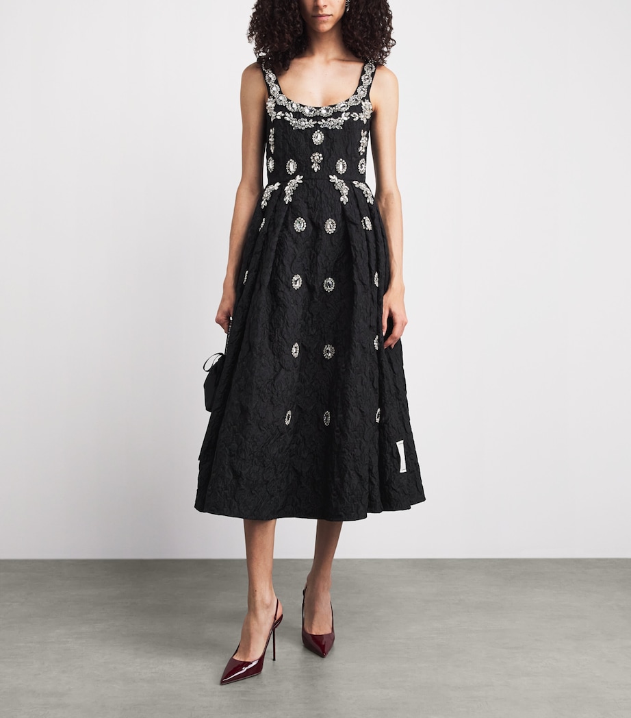 Erdem Womens Embroidered Cloque Maxi Dress Black Image 2