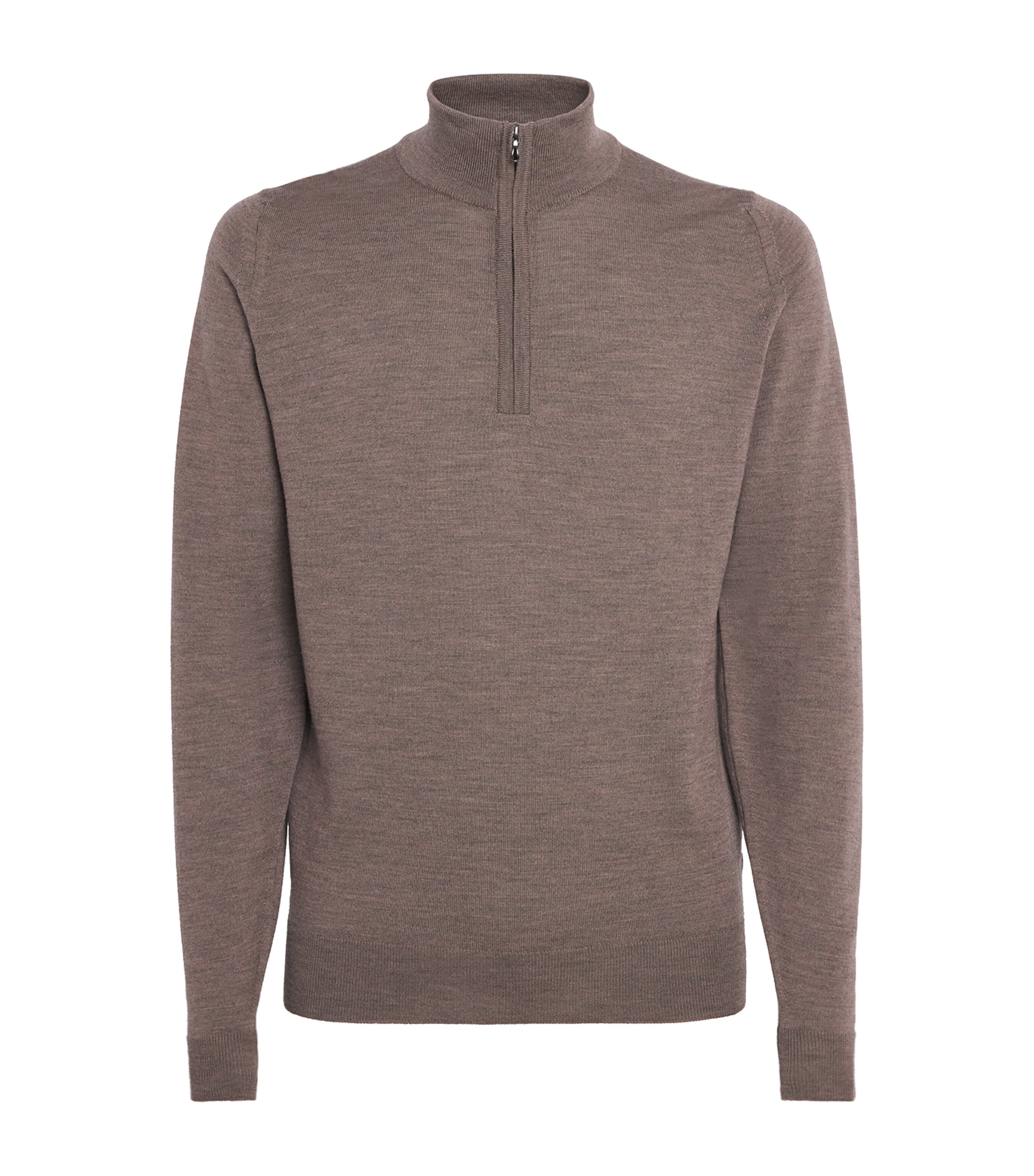 Extra Fine Merino Wool Half-Zip Tapton Sweater MUSHROOM Image 1