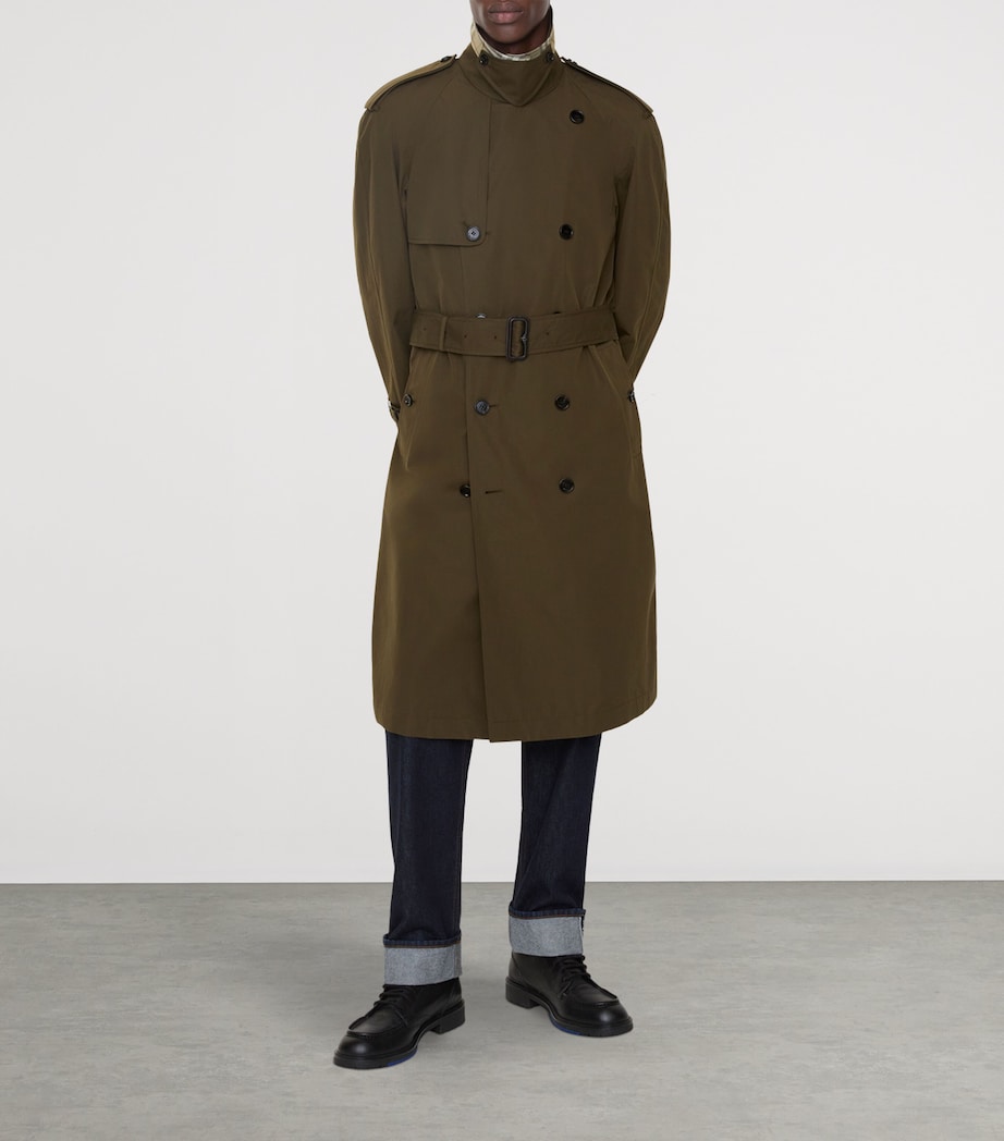 Burberry Mens Long Cotton Gabardine Trench Coat Marsh Image 4