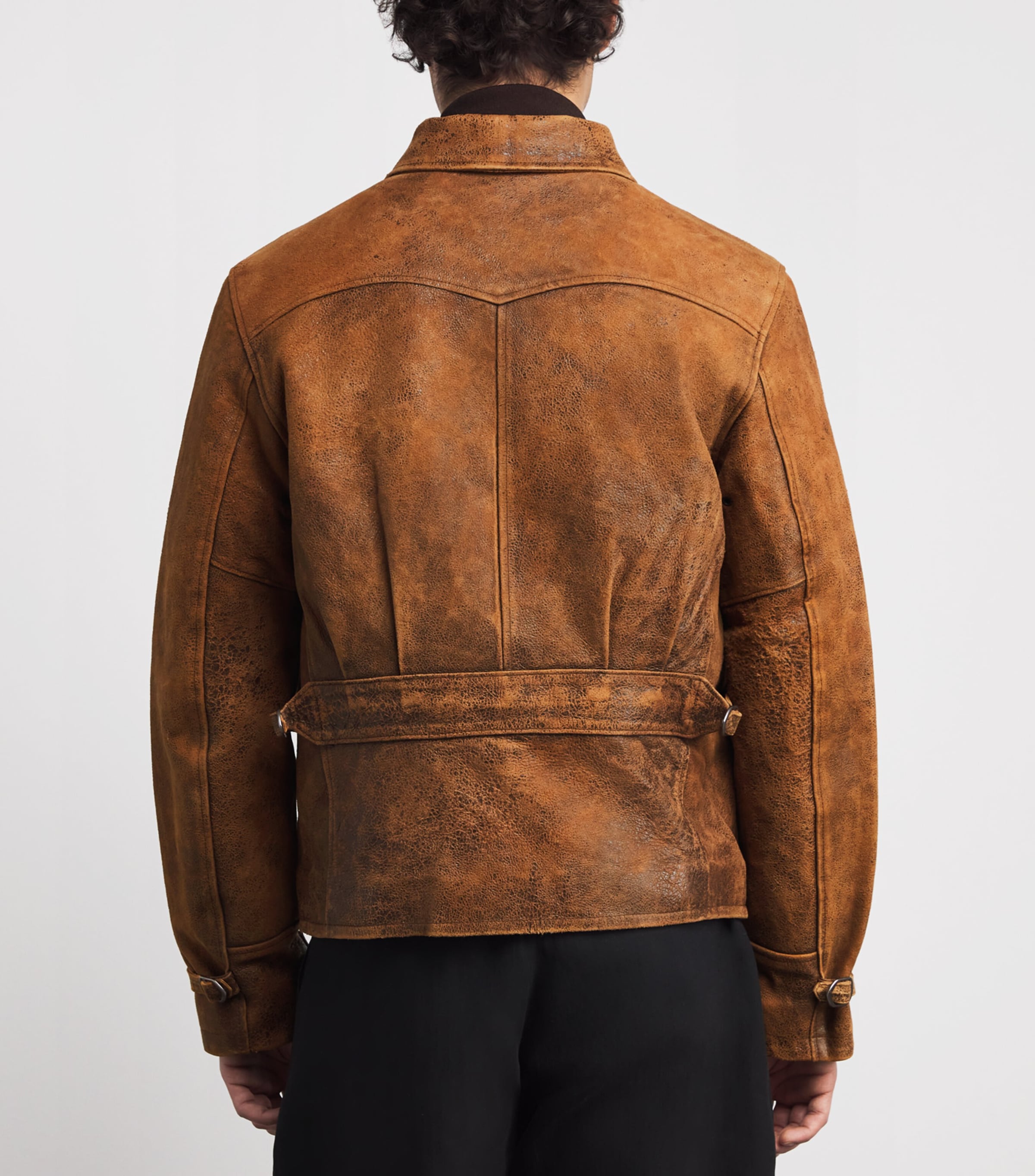 Leather Newsboy Jacket BROWN Image 4