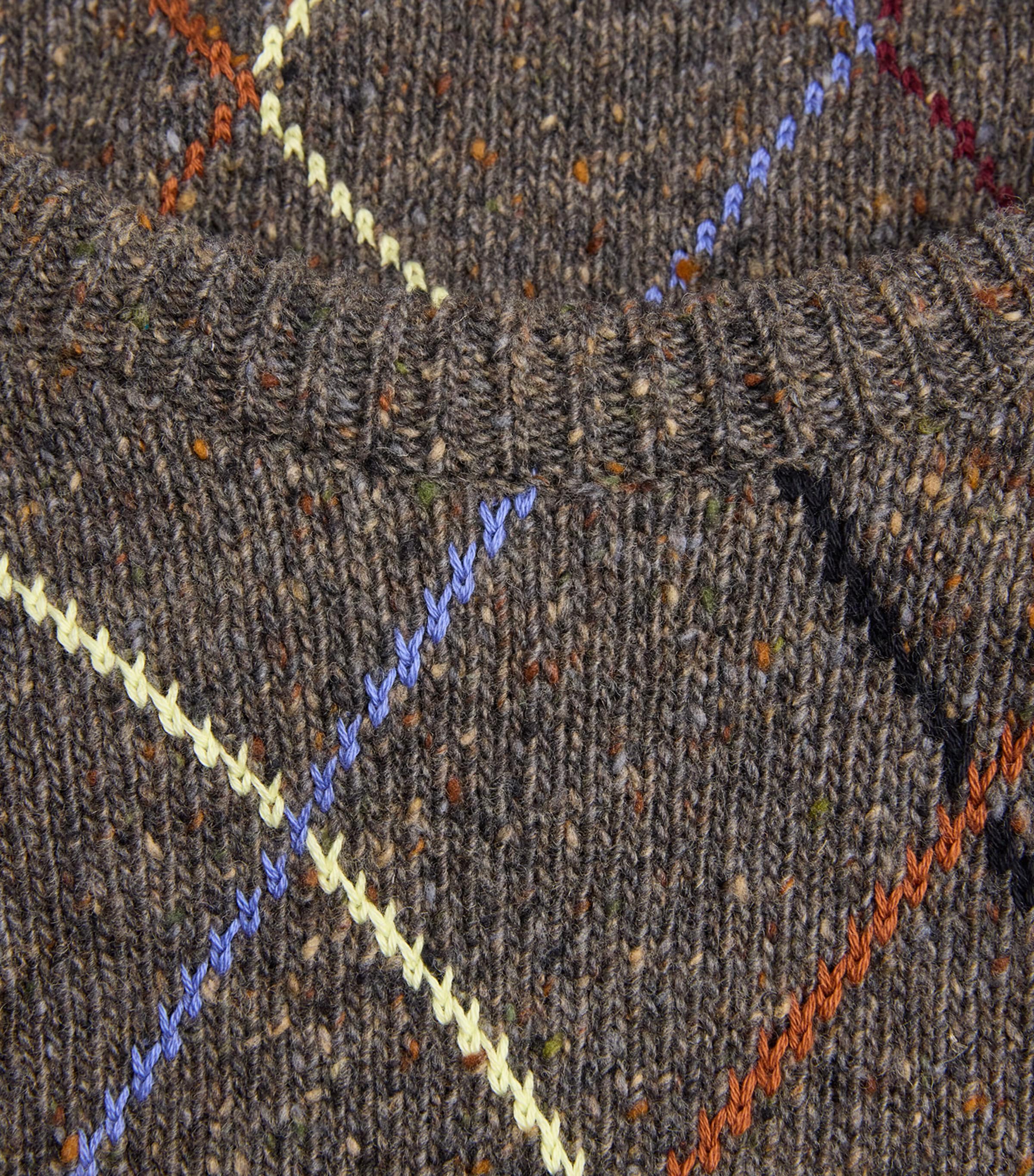 Wool-Cotton Argyle Sweater BROWN-67 Image 5