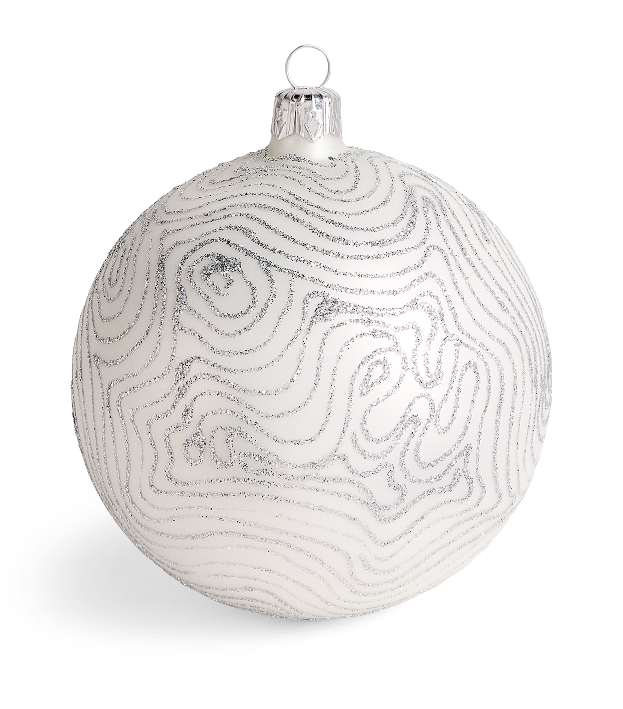 Harrods Glitter Spider Web Bauble Matt White Image 1