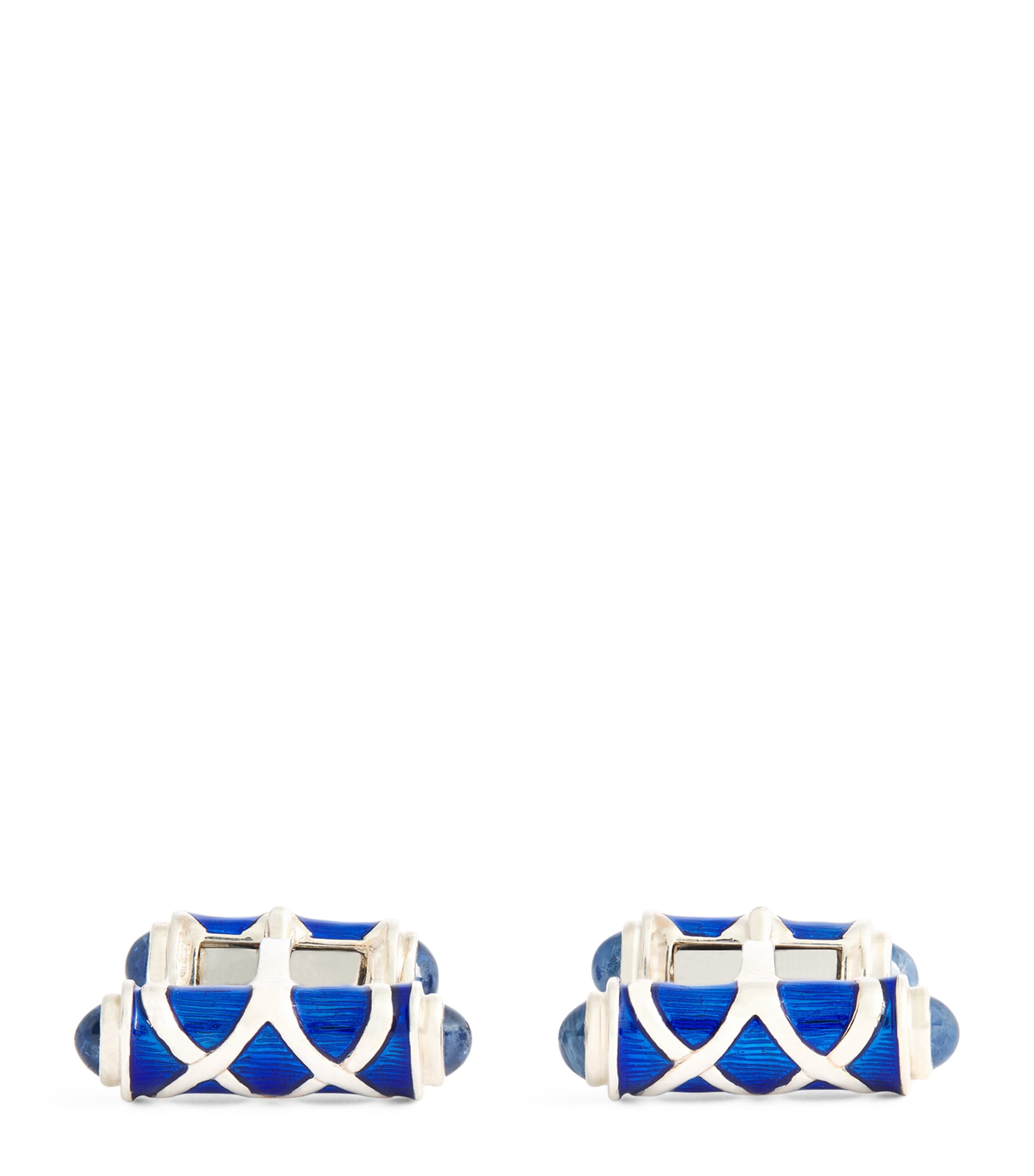 Deakin & Francis Sterling Silver and Sapphire Cufflinks Blue Image 1