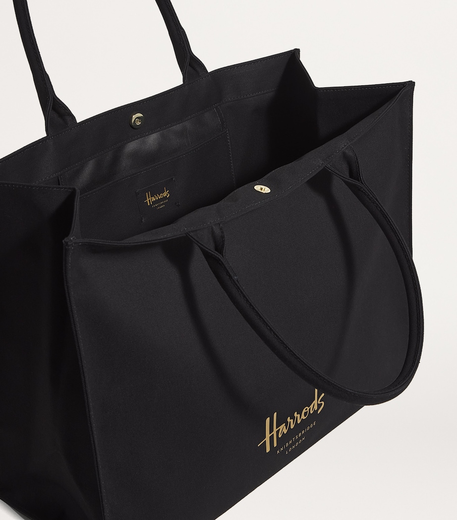 Large Cotton Logo Tote Bag BLACK Image 4
