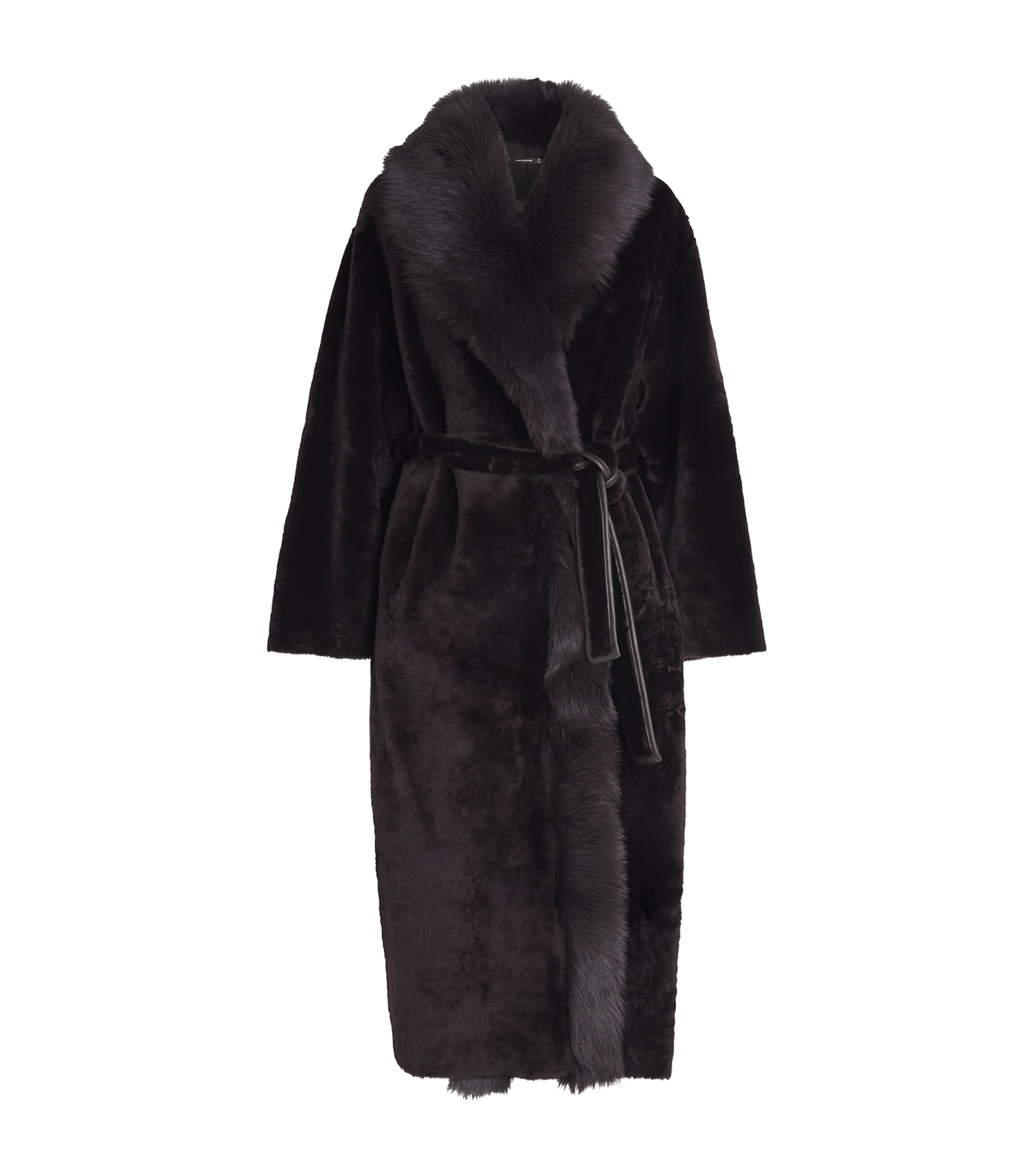 NOUR HAMMOUR Womens Shearling Isadora Coat Rich Brown Image 1