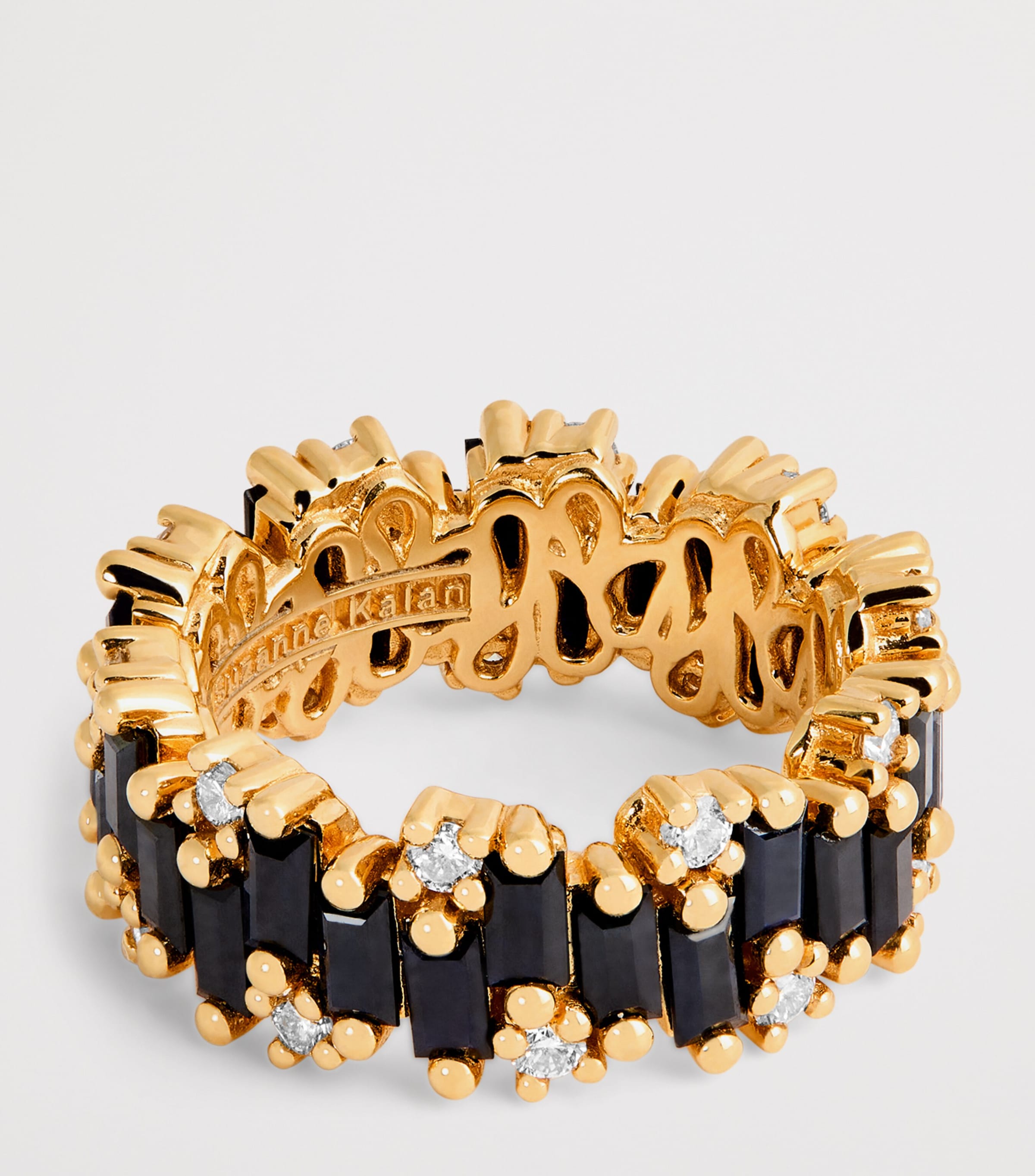 Suzanne Kalan Gold, Diamond and Black Sapphire Audrey Shimmer Eternity Ring Yg/bs Image 4