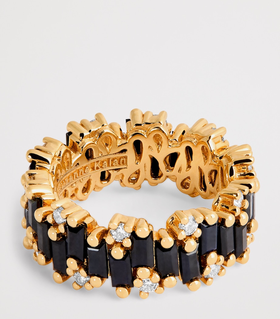 Suzanne Kalan Gold, Diamond and Black Sapphire Audrey Shimmer Eternity Ring Yg/bs Image 4