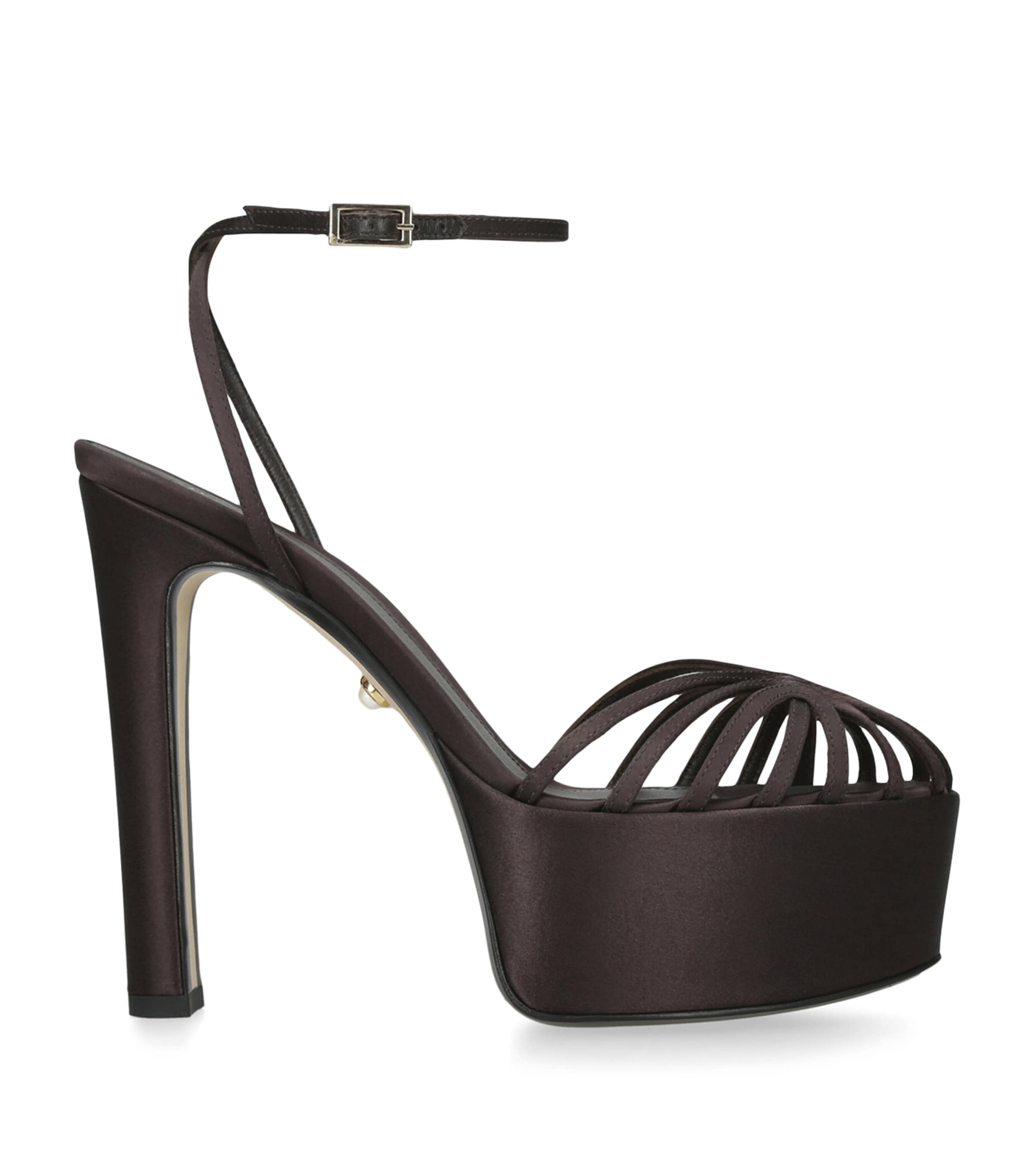 Alevì Satin Eva PF Platform Heels 135 Dark Brown Image 1