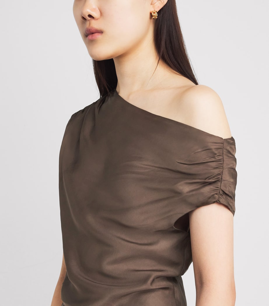 Toccin Womens One-Shoulder Veda Top Coffee Image 3