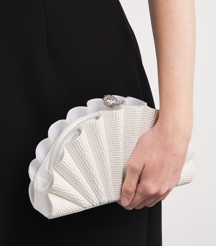 Satin Pearlised Origami Fan Clutch Bag SPEAR Image 6