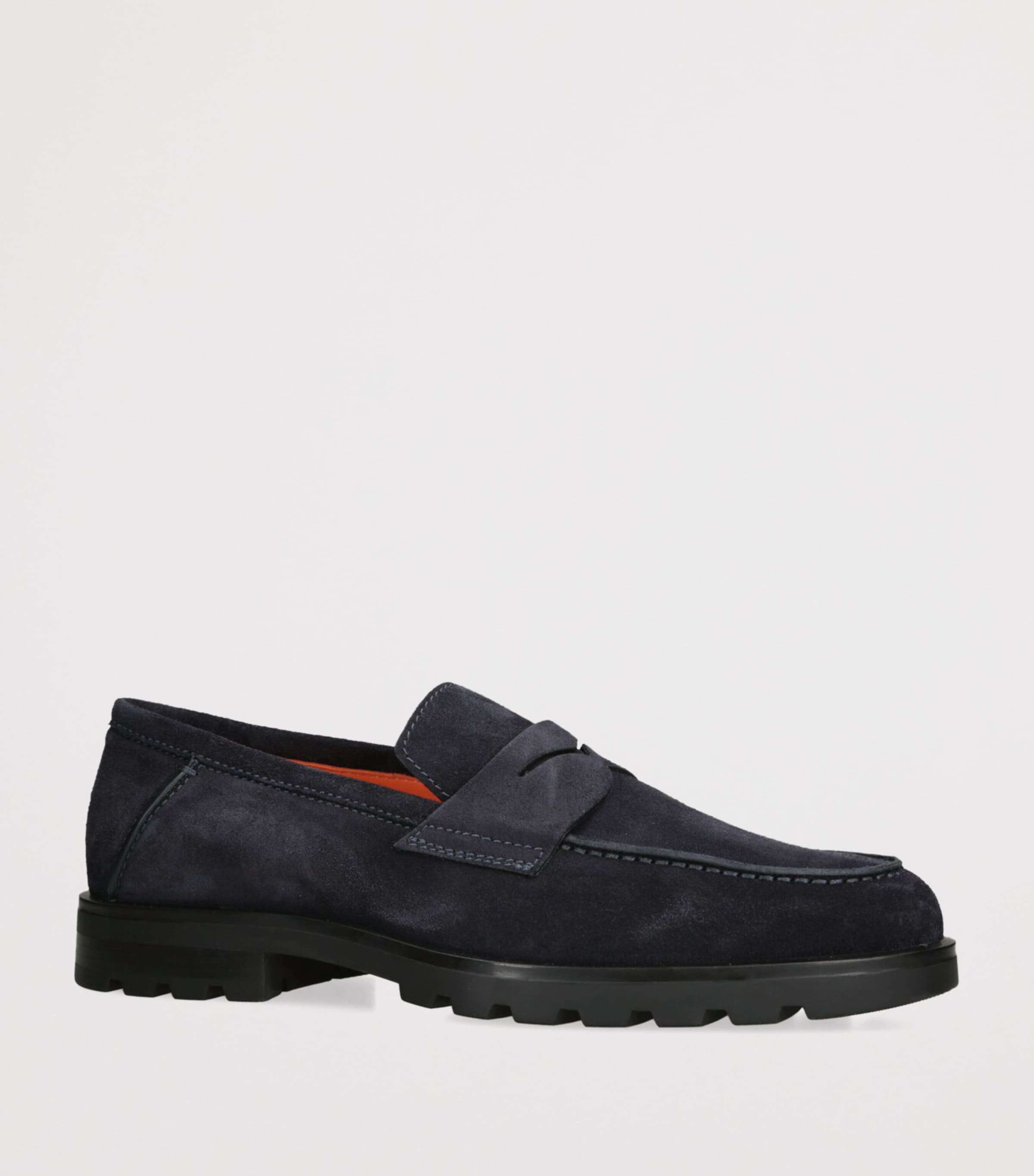 Santoni Suede Detroit Roccia Loafers Navy Image 3