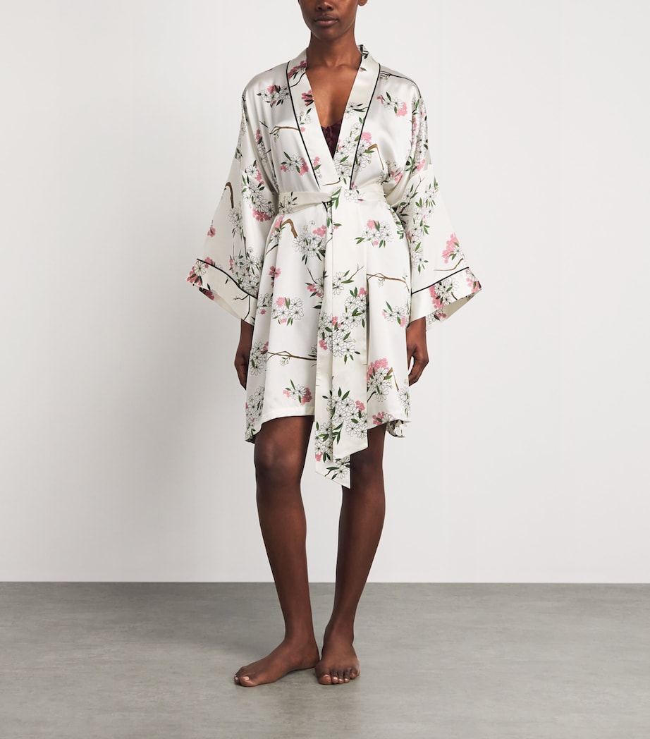 Olivia von Halle Womens Silk Floral Mimi Short Robe Ana Image 2