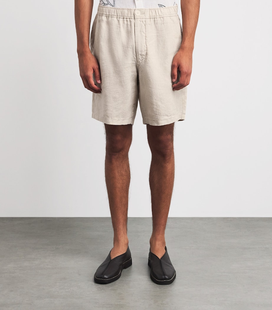 Wax London Mens Linen Kurt Shorts Beige Image 4