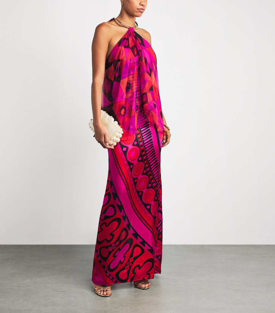 PUCCI Womens Silk Occhi Print Maxi Dress Fuchsia Image 2