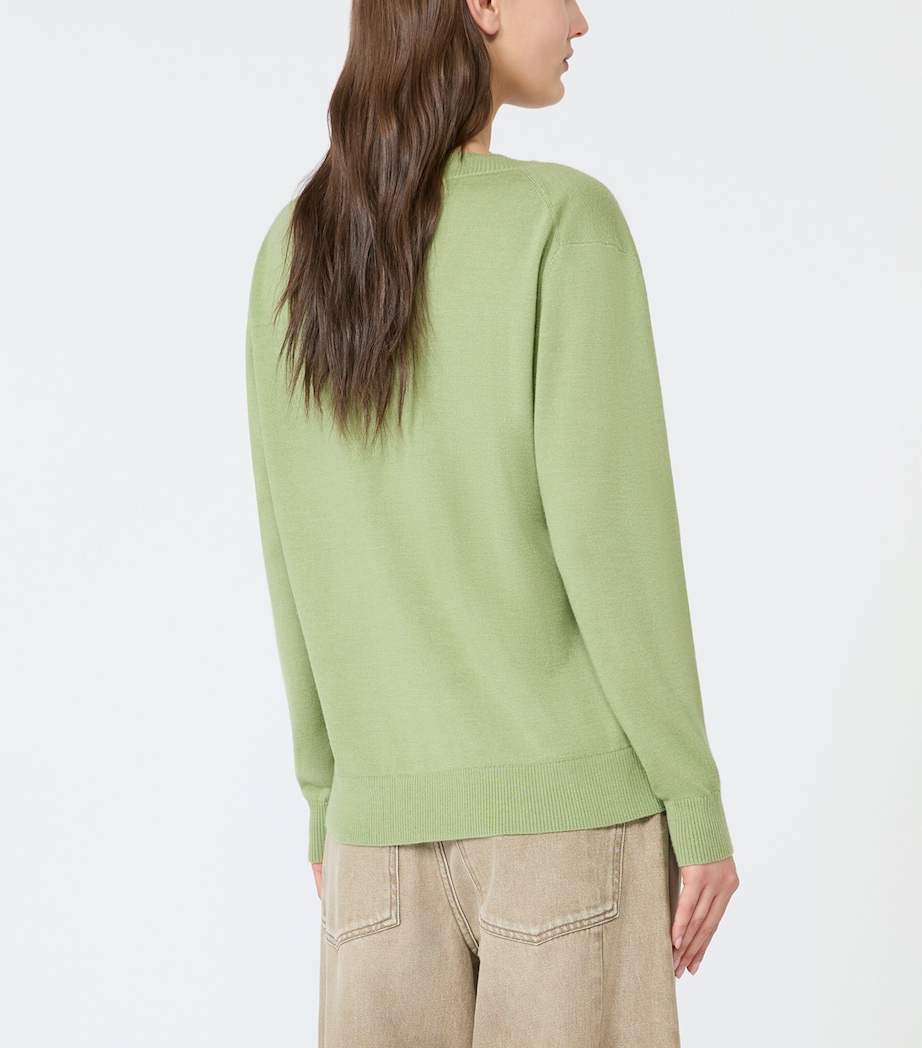 Weekend Max Mara Womens Wool-Silk V-Neck Sweater Green Image 4