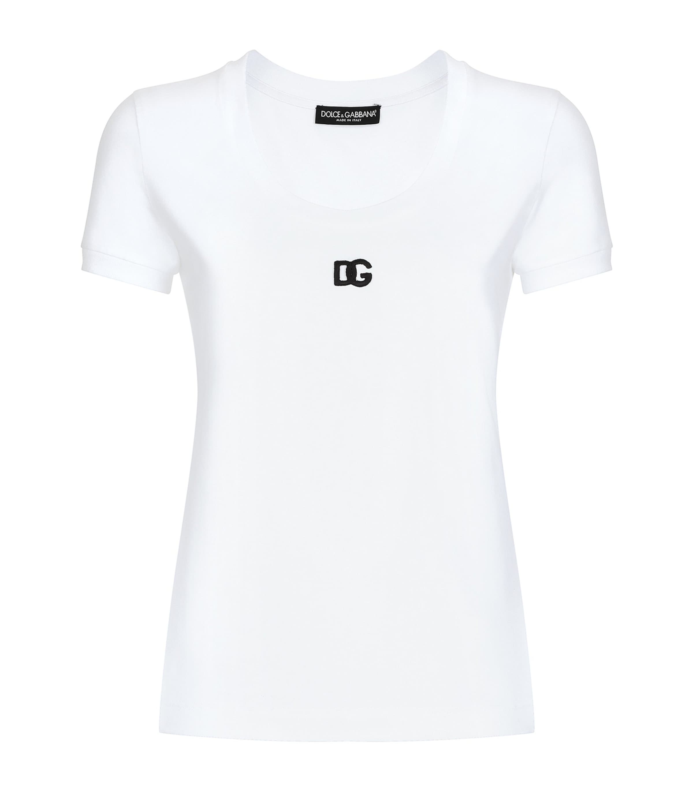 Dolce & Gabbana Logo-embroidered Cotton-blend T-shirt