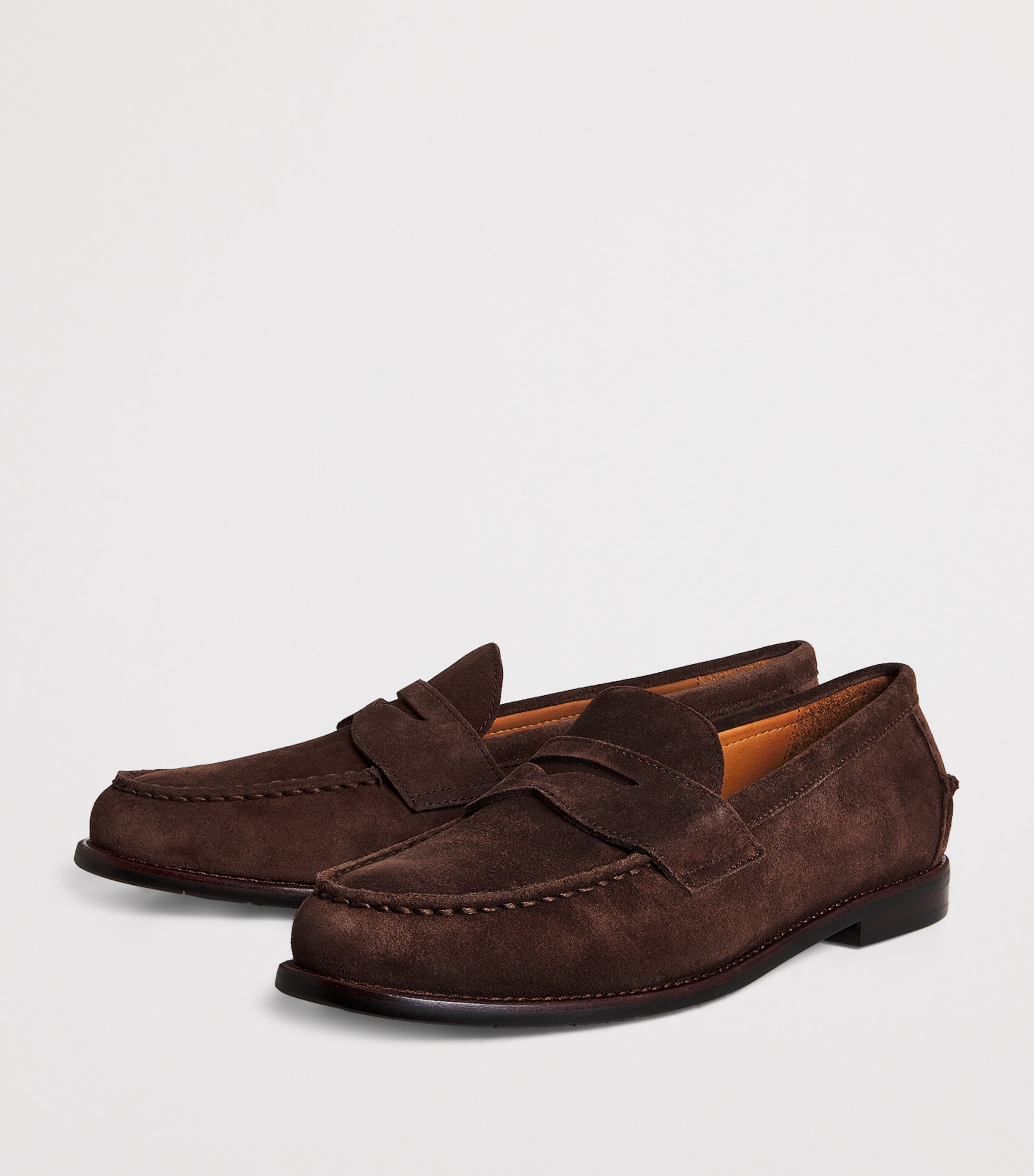 Suede Alston Penny Loafers 001 DARK BROWN Image 3
