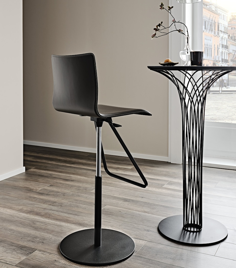 Chromed Steel and Leather Toto Stool CHROMED STEEL Image 1
