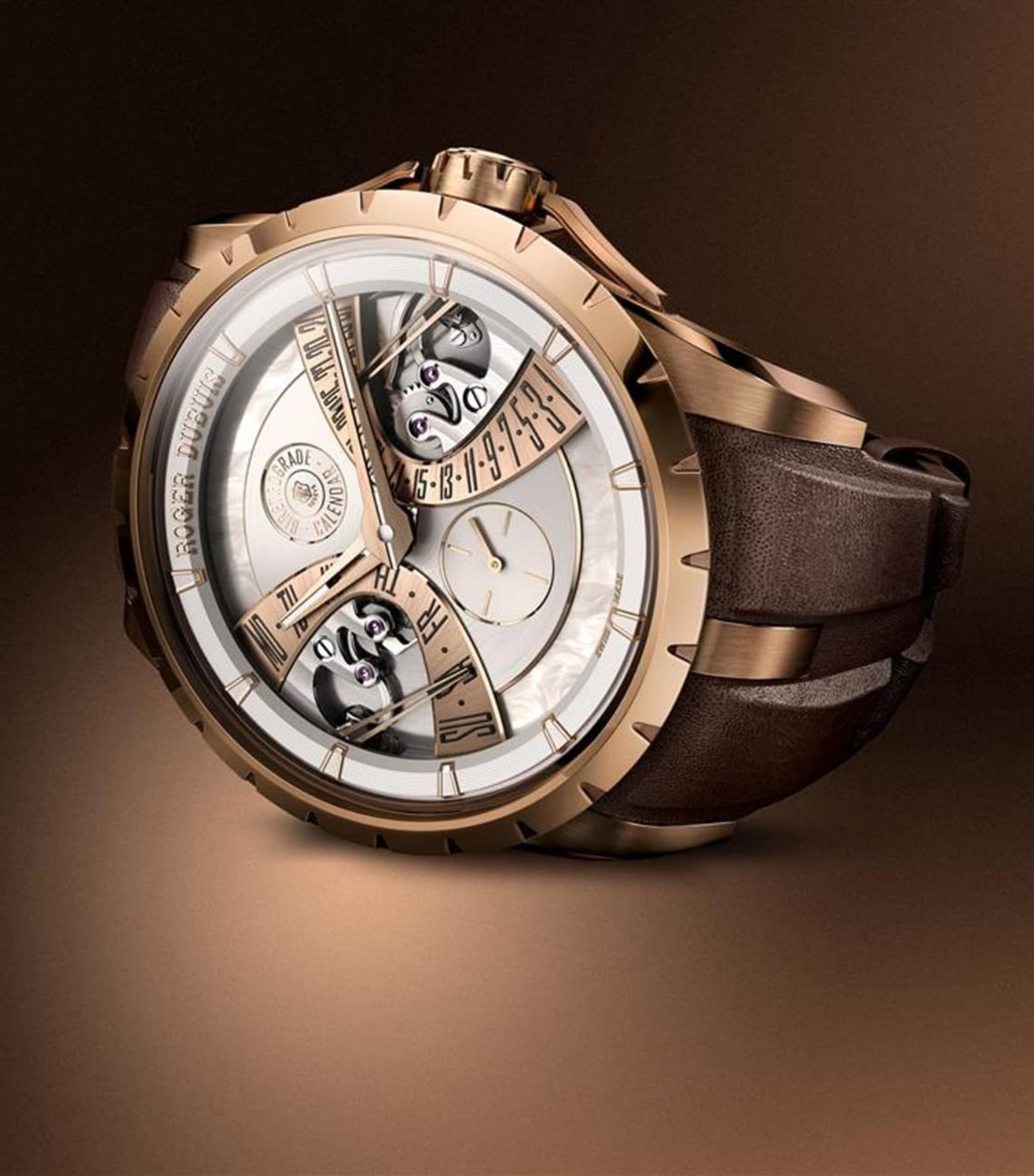 Pink Gold Excalibur Biretrograde Calendar Watch 40mm SILVER Image 3