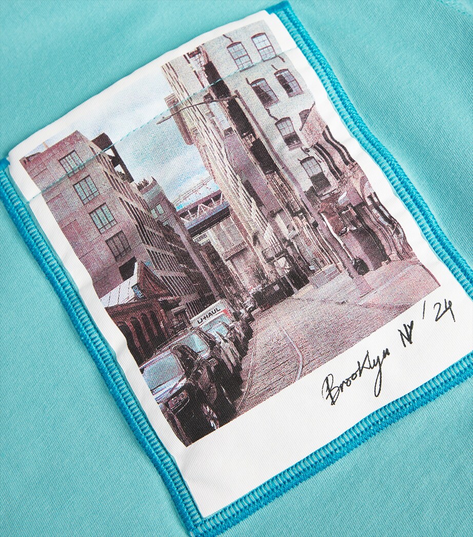 Cotton Postcard T-Shirt Q2S TEAL Image 5