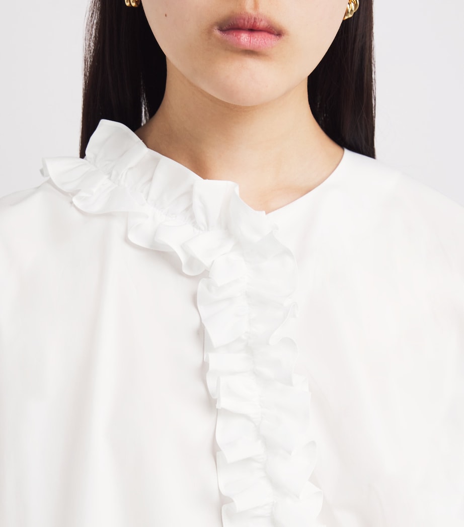 Cotton Ruffle-Detail Shirt OPTICAL WHITE Image 6