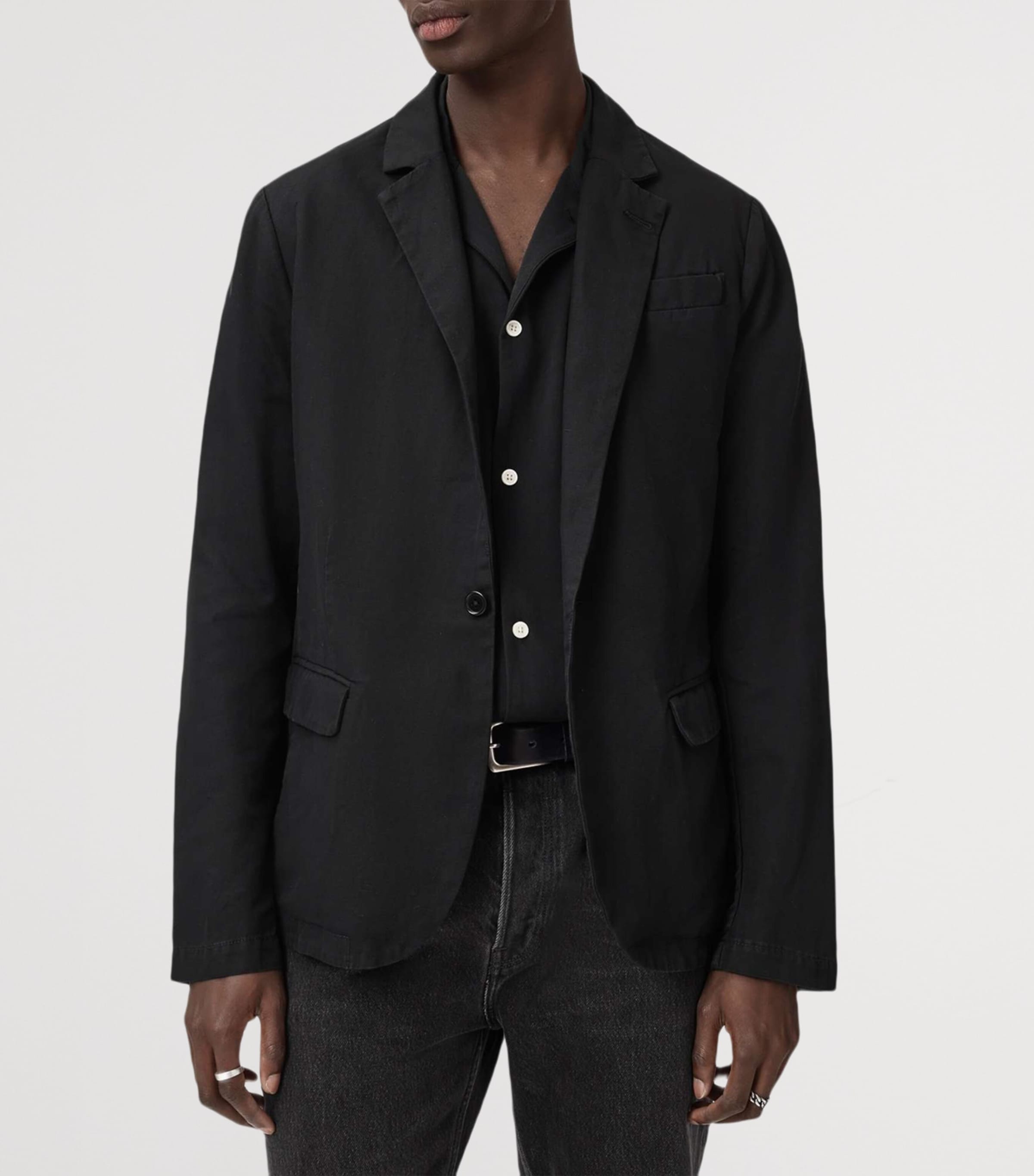 AllSaints Mens Organic Cotton Hanbury Blazer Black Image 4