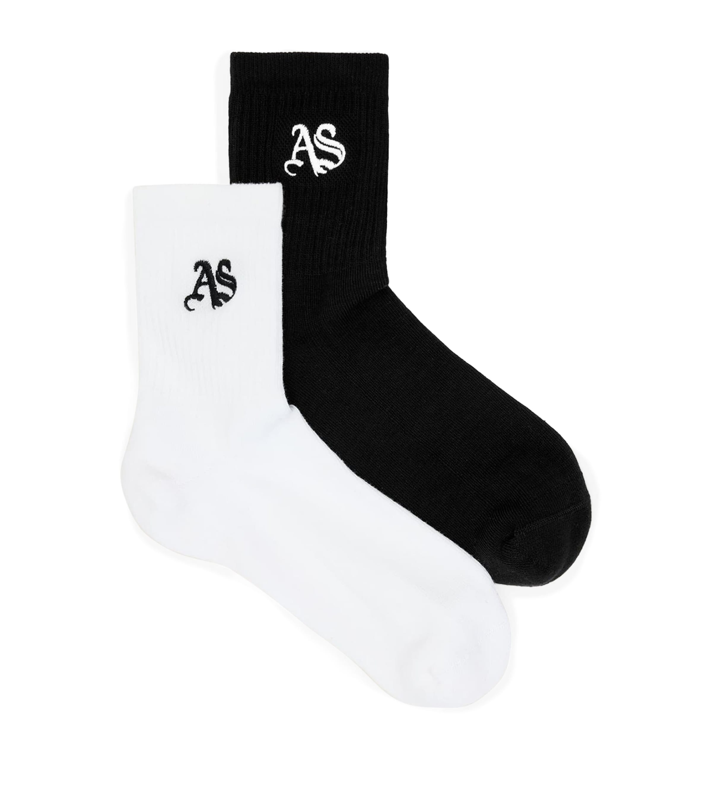 AllSaints Womens Cotton-Blend Logo Socks (Pack of 2) Black/white Image 1
