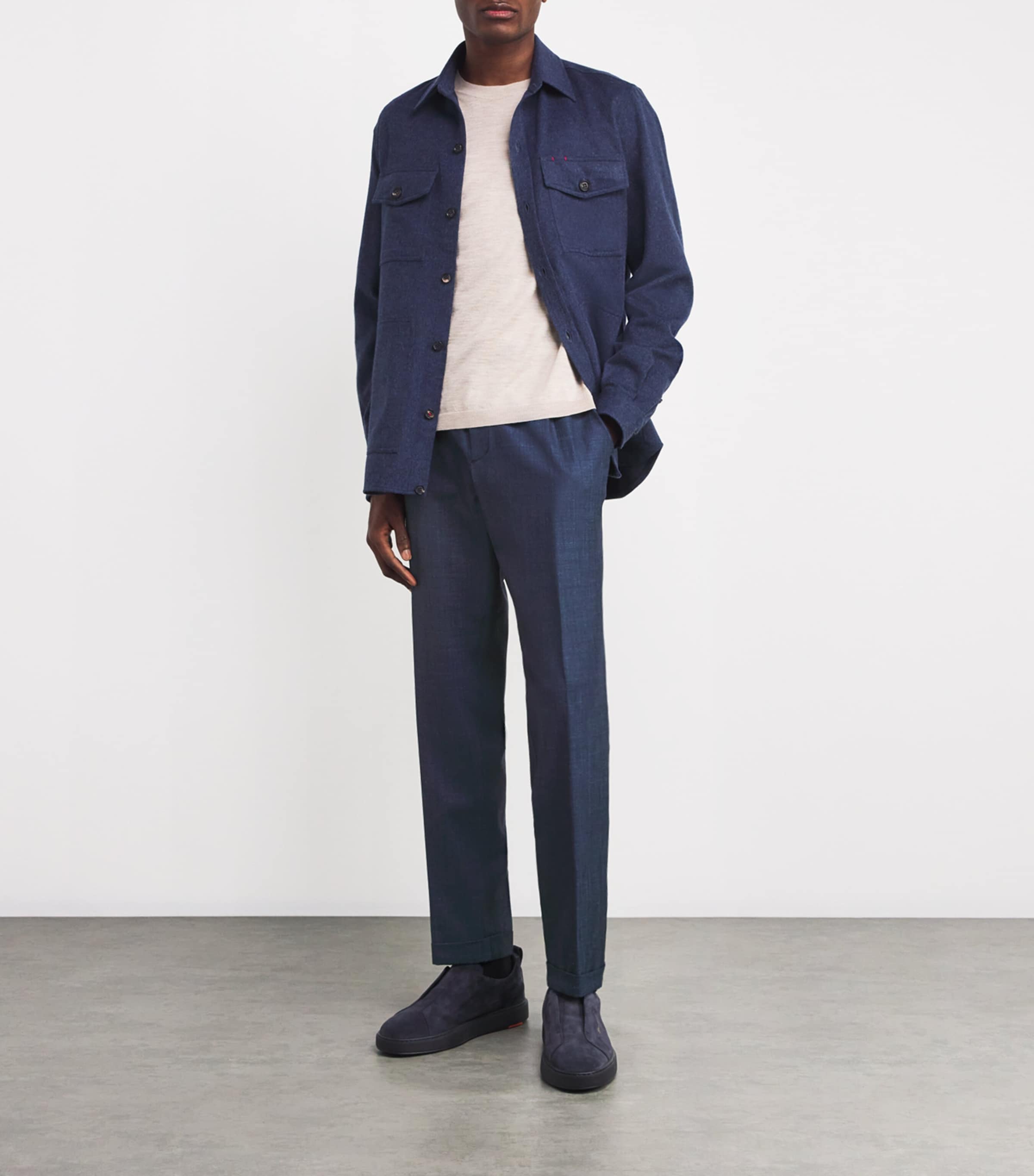 Wool Pleated Trousers 050NAVY BLUE Image 2