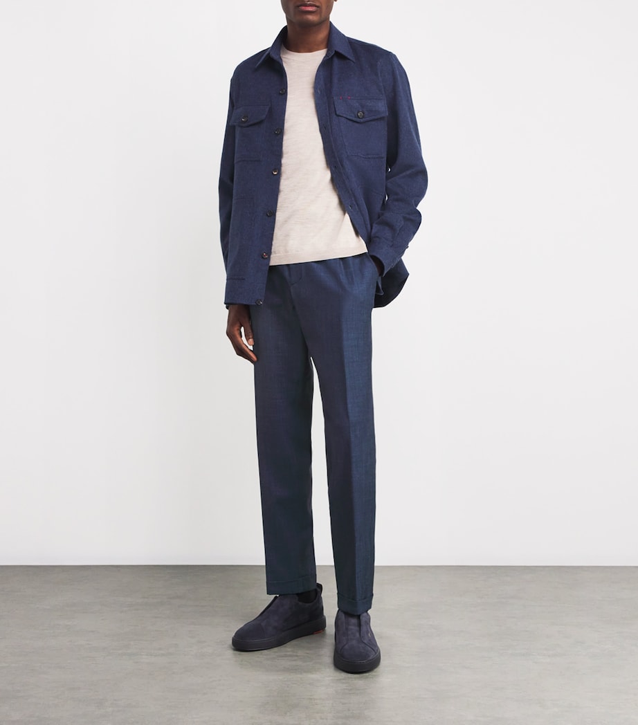 Wool Pleated Trousers 050NAVY BLUE Image 2