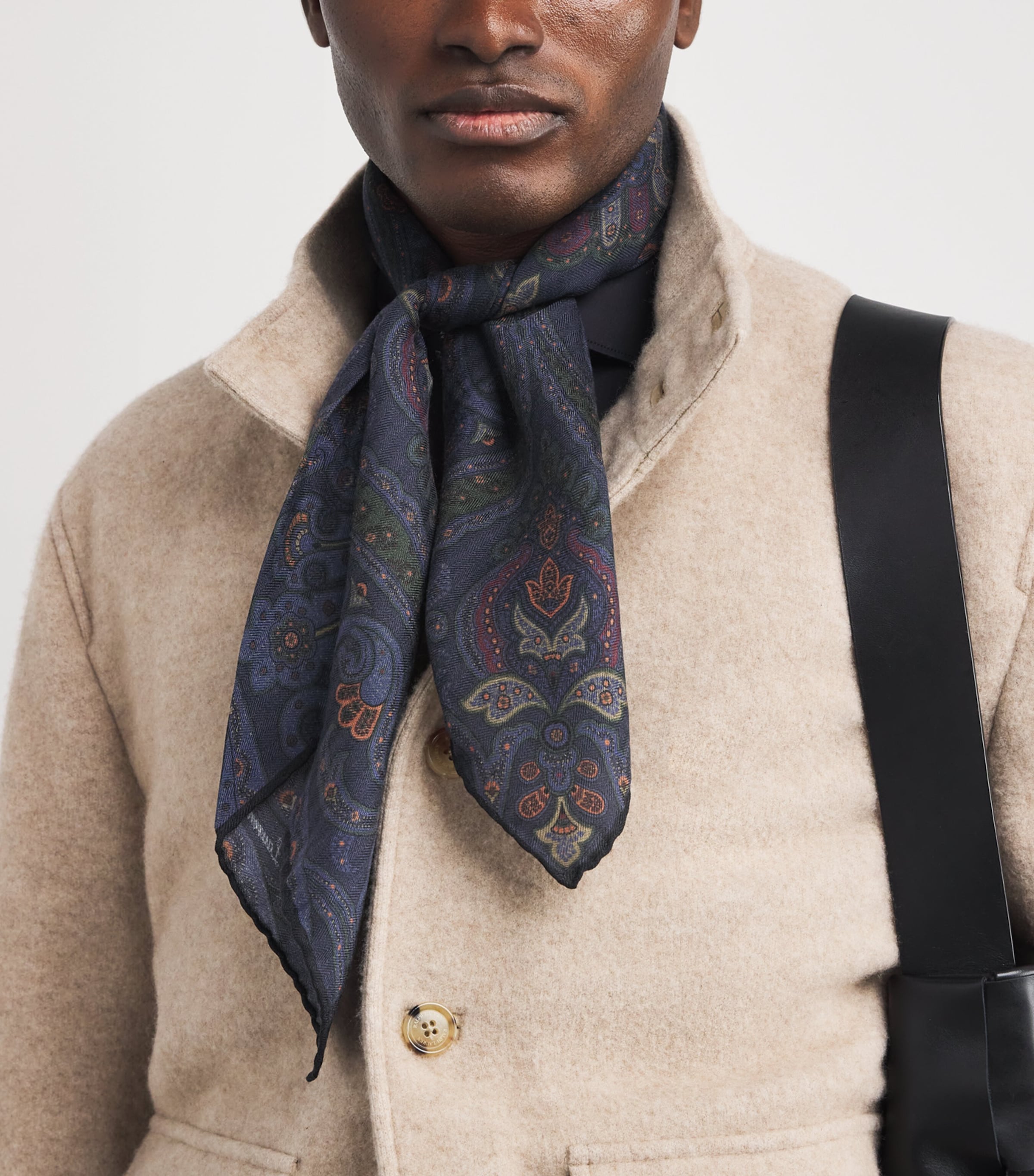 Cashmere-Silk Paisley Neckerchief NAVY MU Image 2